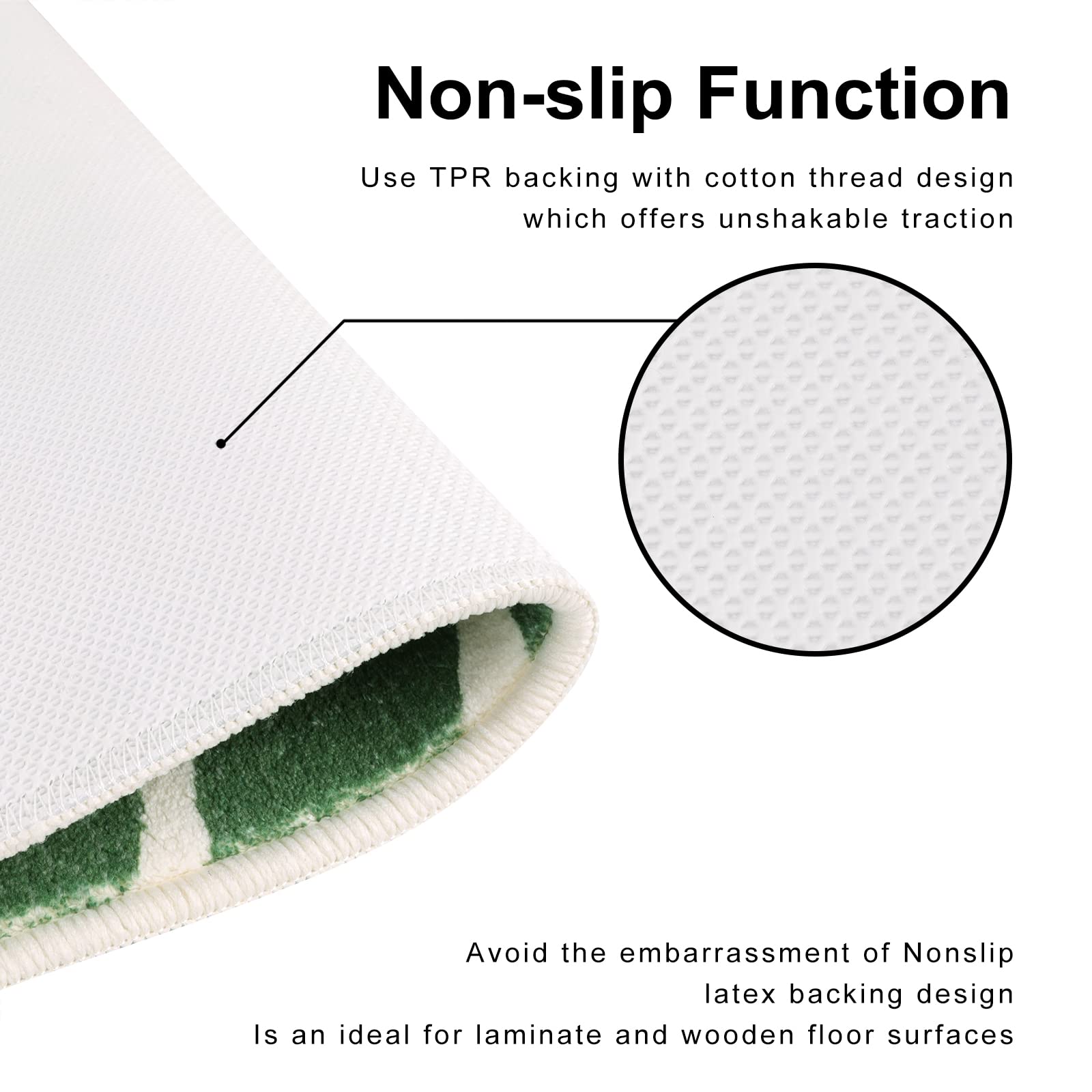 Lukinbox Bathroom Runner Rugs  Green Leaf Non-Slip Bath Mat  Small Long Bath Rugs Cute Soft Microfiber Floor Mats Machine Washable for Living Room  Shower and Tub  18''x47''