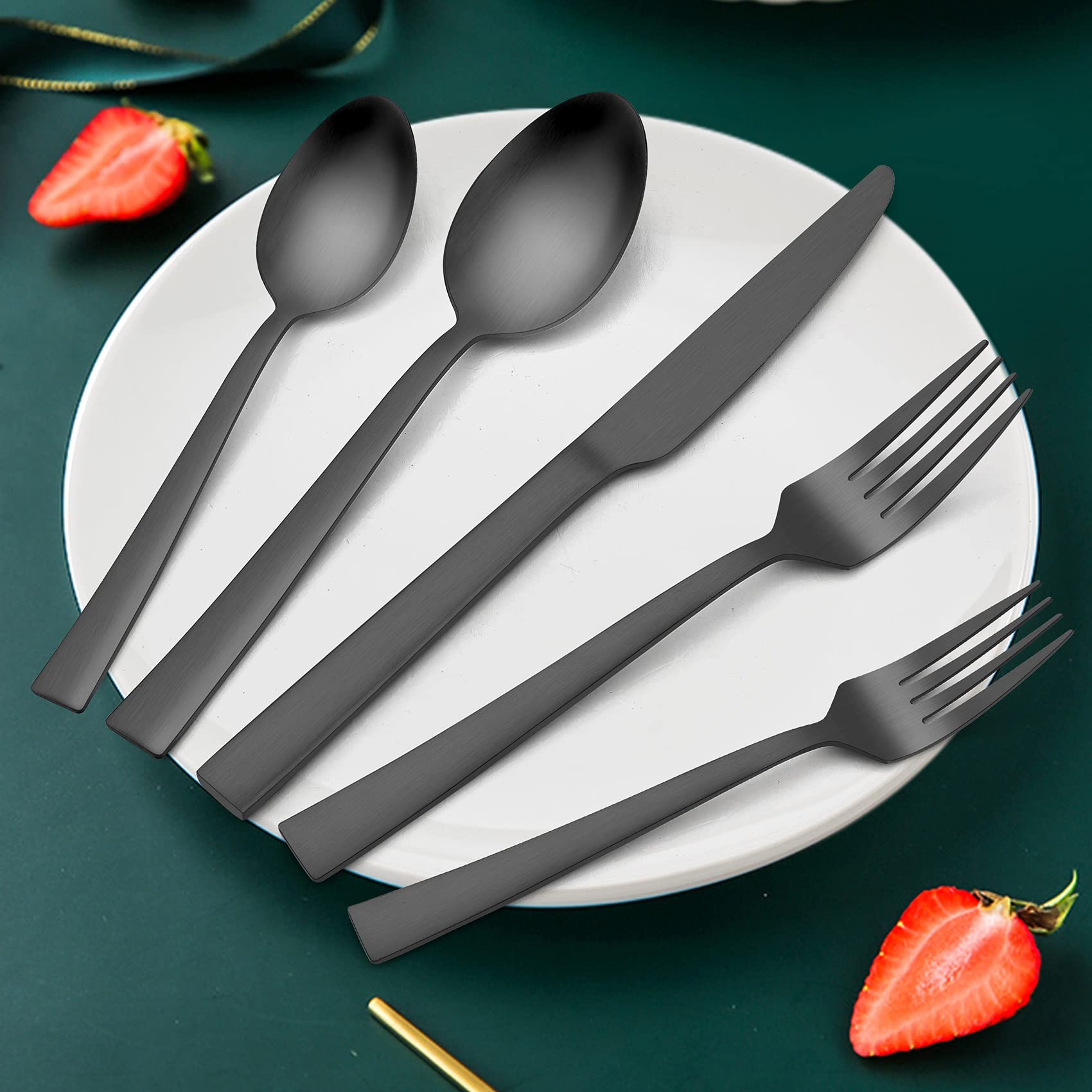 Silverware Set, Haware 40 Pieces Stainless Steel Square Flatware Cutlery Set For 8, Modern Tableware Eating Utensils For Home, M