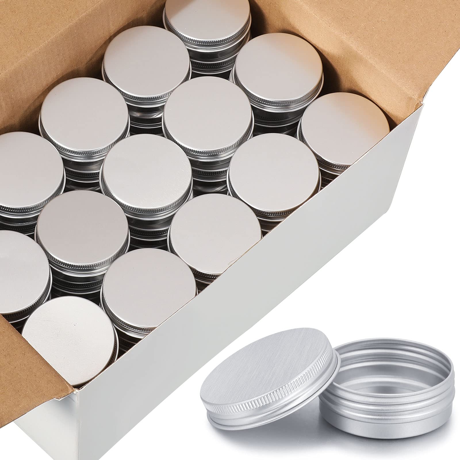 Patelai 64 Pieces Lip Balm Tin Containers Screw Top Round Tin Cans Aluminum Tin Jar With Screw Lid, Empty Bottle Travel Cosmetic
