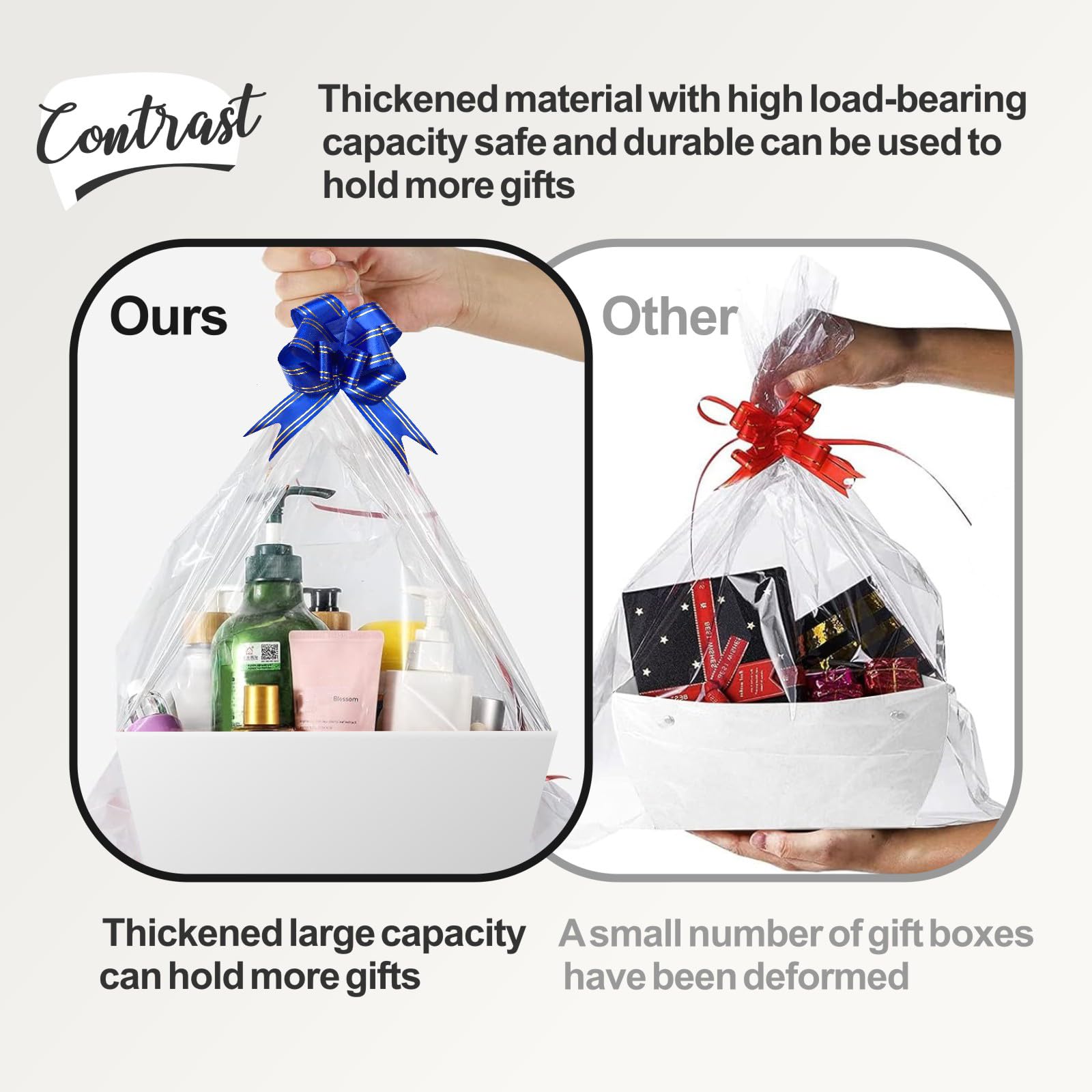Baskets for Gifts Empty - Gift Baskets Empty To Fill Kit - White Basket Cardboard To Fill Bulk 5 Pack for Holiday, Birthday, Chr