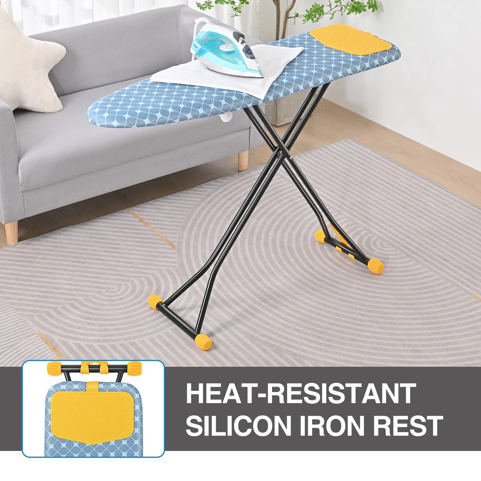 Apexchaser Ironing Board With Iron Rest, Compact And Space Saver Iron Board, Extra Thick Cover, Height Adjustable, Wall Mount &