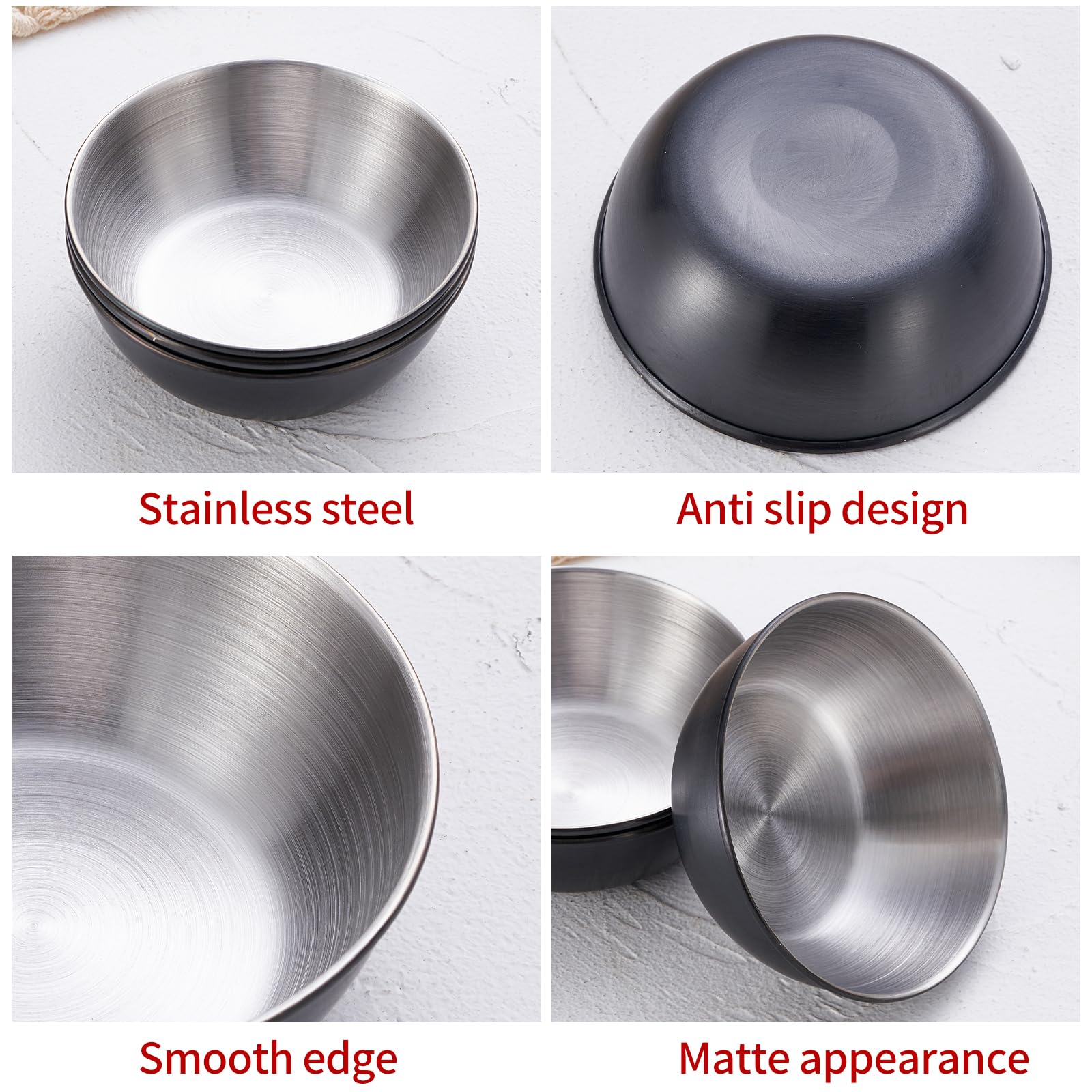 Onlycooker 12 Piece Sauce Cup Condiment Cups 3.2 Inch 3 Oz Black Stainless Steel Sauce Dish Dipping Bowl Small Seasoning Round S