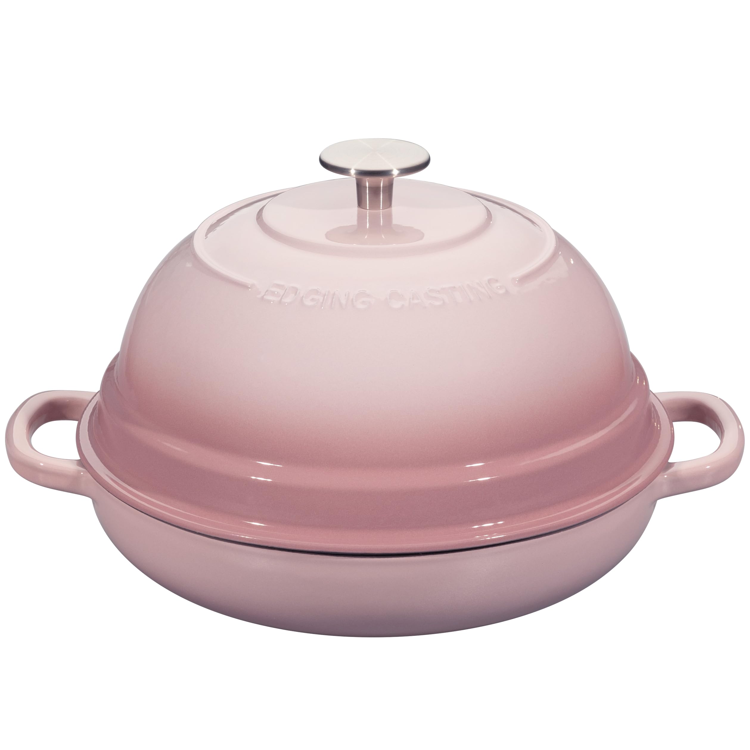 EDGING CASTING Enameled Cast Iron Dutch Oven Pot with Lid, Round Bread Oven for Homemade Sourdough Bread Baking, 6 Quart, Pink