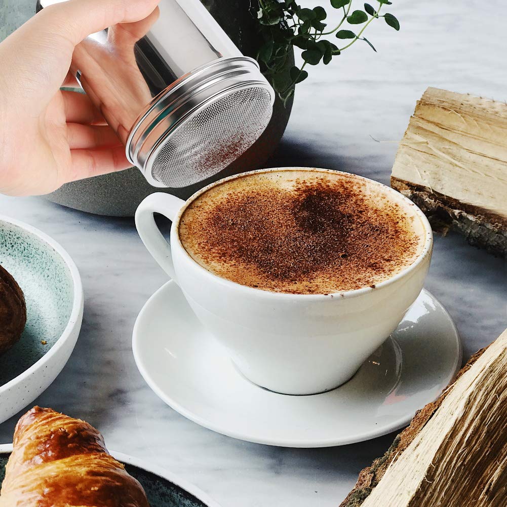 Accmor 3Pcs Powdered Sugar Shaker Duster, Cinnamon Shaker Flour Sifter, 10Oz Stainless Steel Fine Mesh Dredges Shakers For Cinna