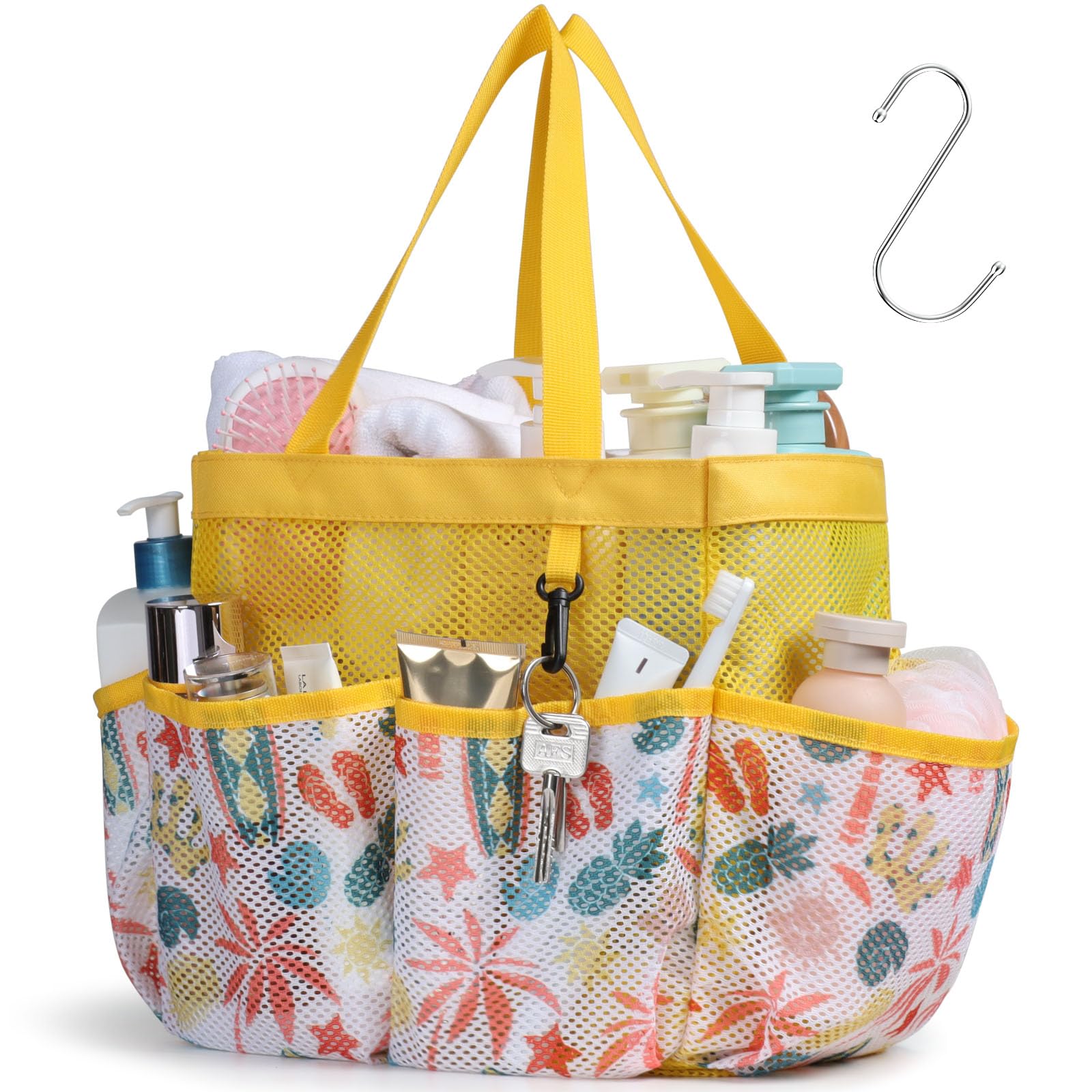 F-Color Shower Caddy Portable - Mesh Shower Caddy Bag Basket Tote For College Dorm Room Essentials Bathroom Gym Camp Quick Dry S