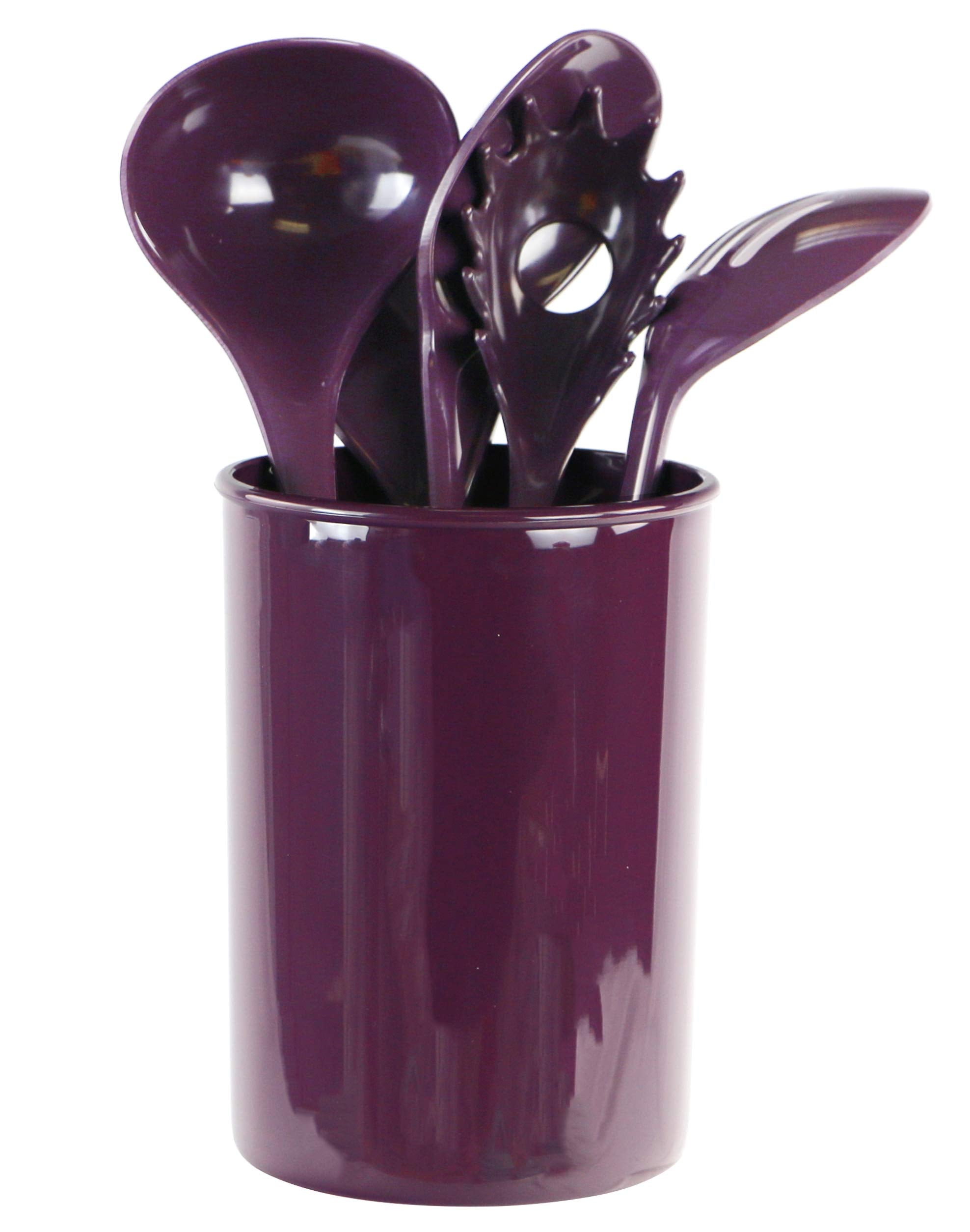 Reston Lloyd 6 Piece Kitchen Utensil Holder for kitchen counter, Utensils crock with Heat Resistant Spoon, Slotted Spoon, Ladle,
