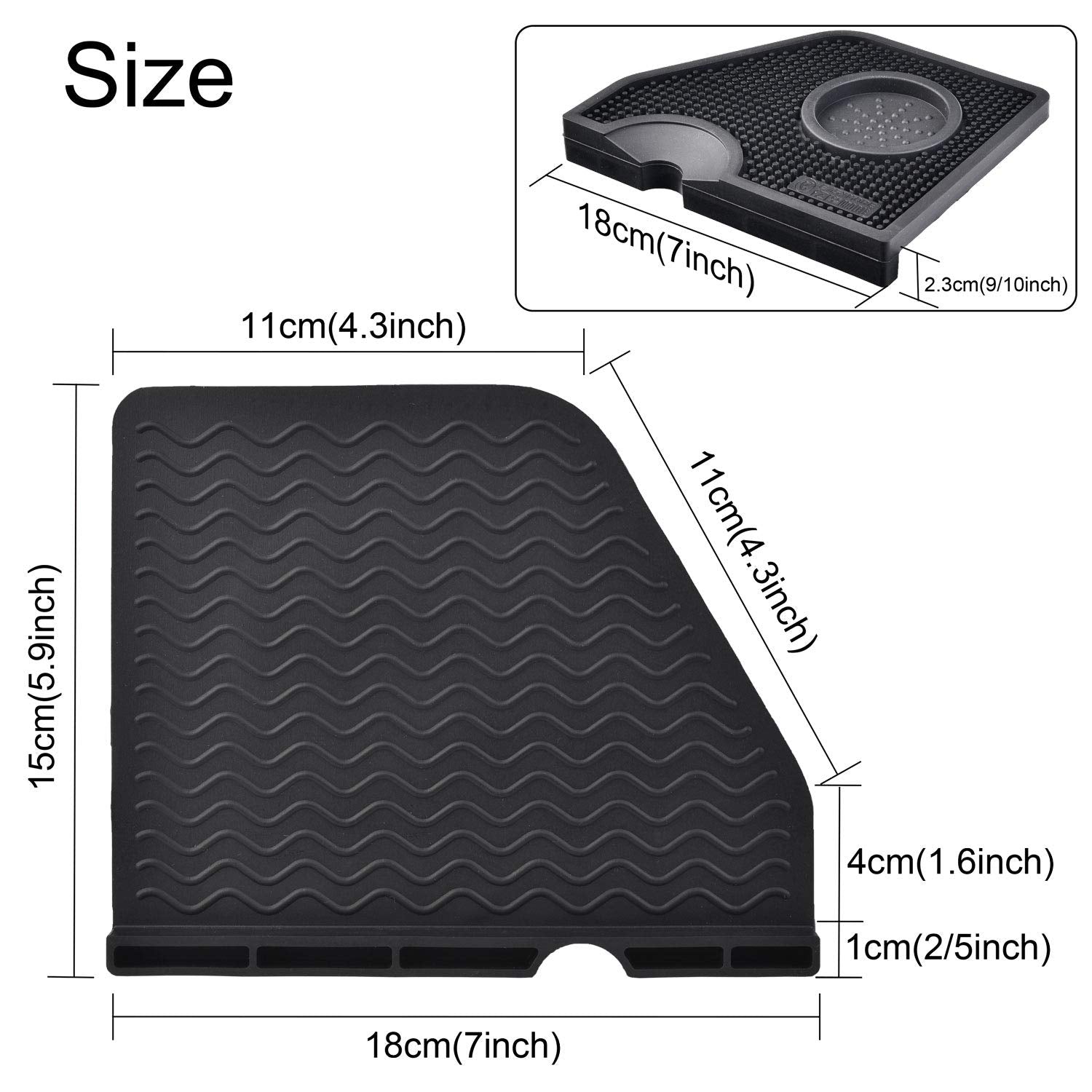 Santo Espresso Silicone Coffee Tamper Mat, Black, Model EM-001, Durable and Non-Slip Coffee Tamp Mat for Perfect Brewing