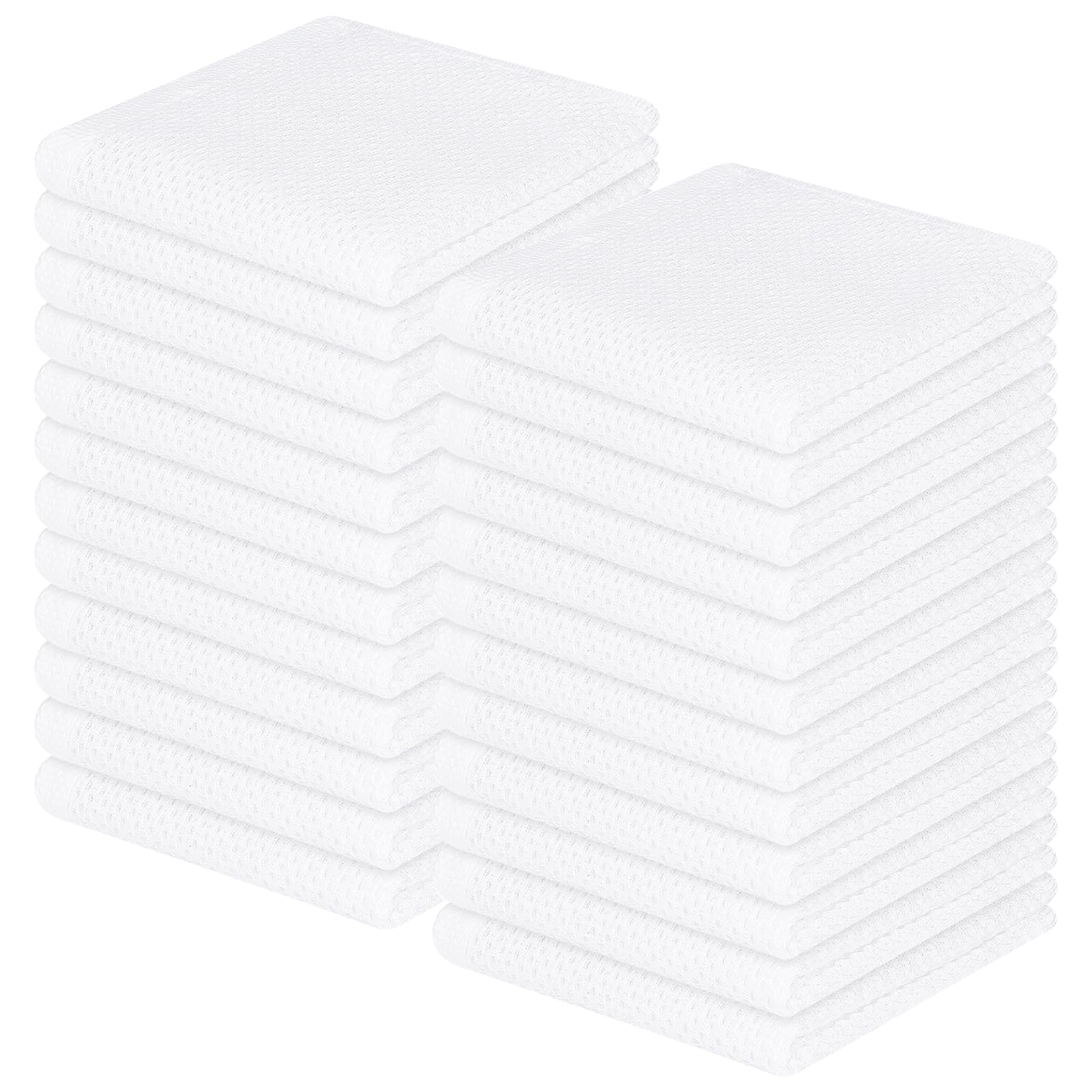 Homaxy 100% Cotton Waffle Weave Kitchen Dish Cloths, Ultra Soft Absorbent Quick Drying Dish Towels, 12 x 12 Inches, 24-Pack, Whi