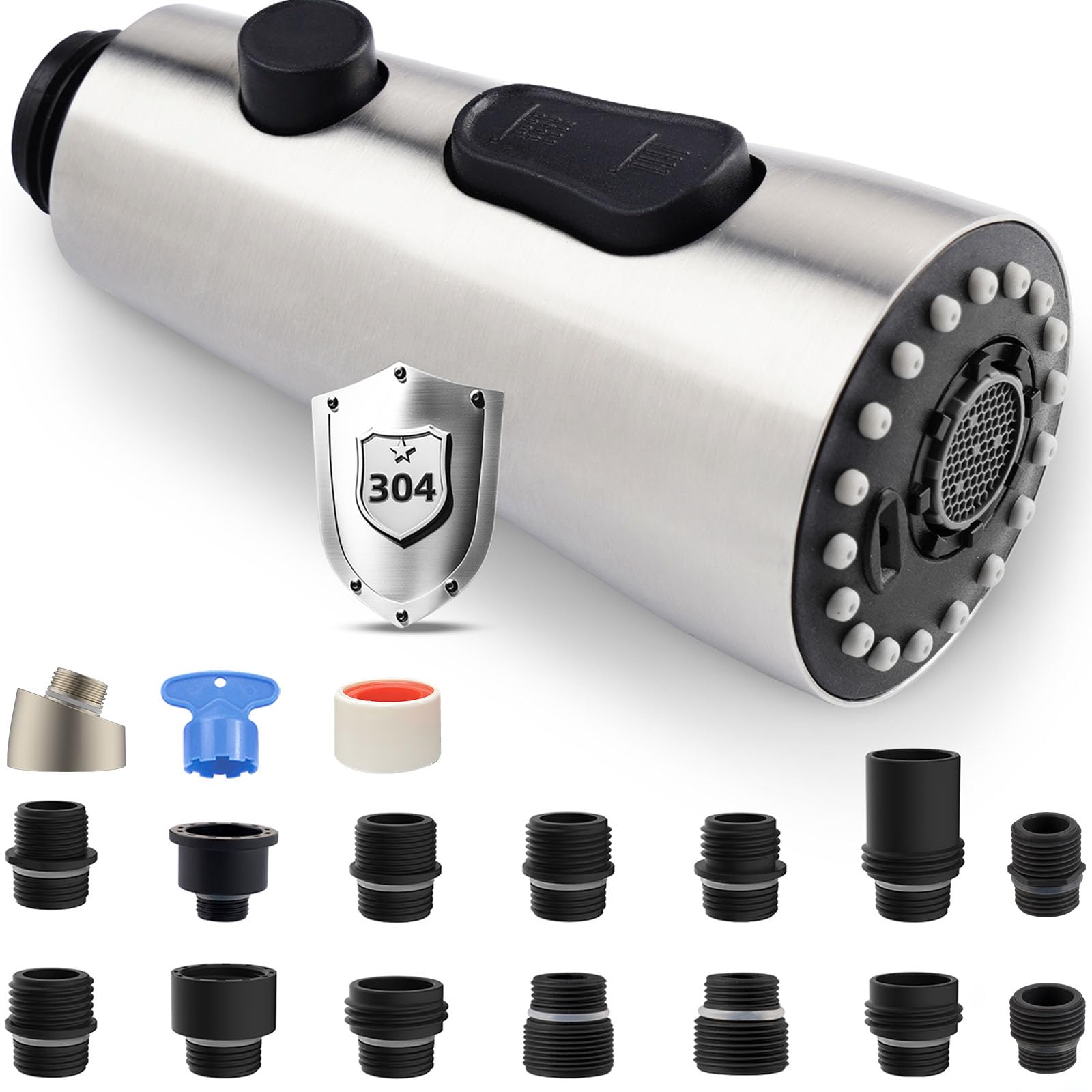 Universal Metal Kitchen Faucet Head Replacement, Ifealclear Pull Down Kitchen Sink Faucet Sprayer Head, Compatible With Moen, De