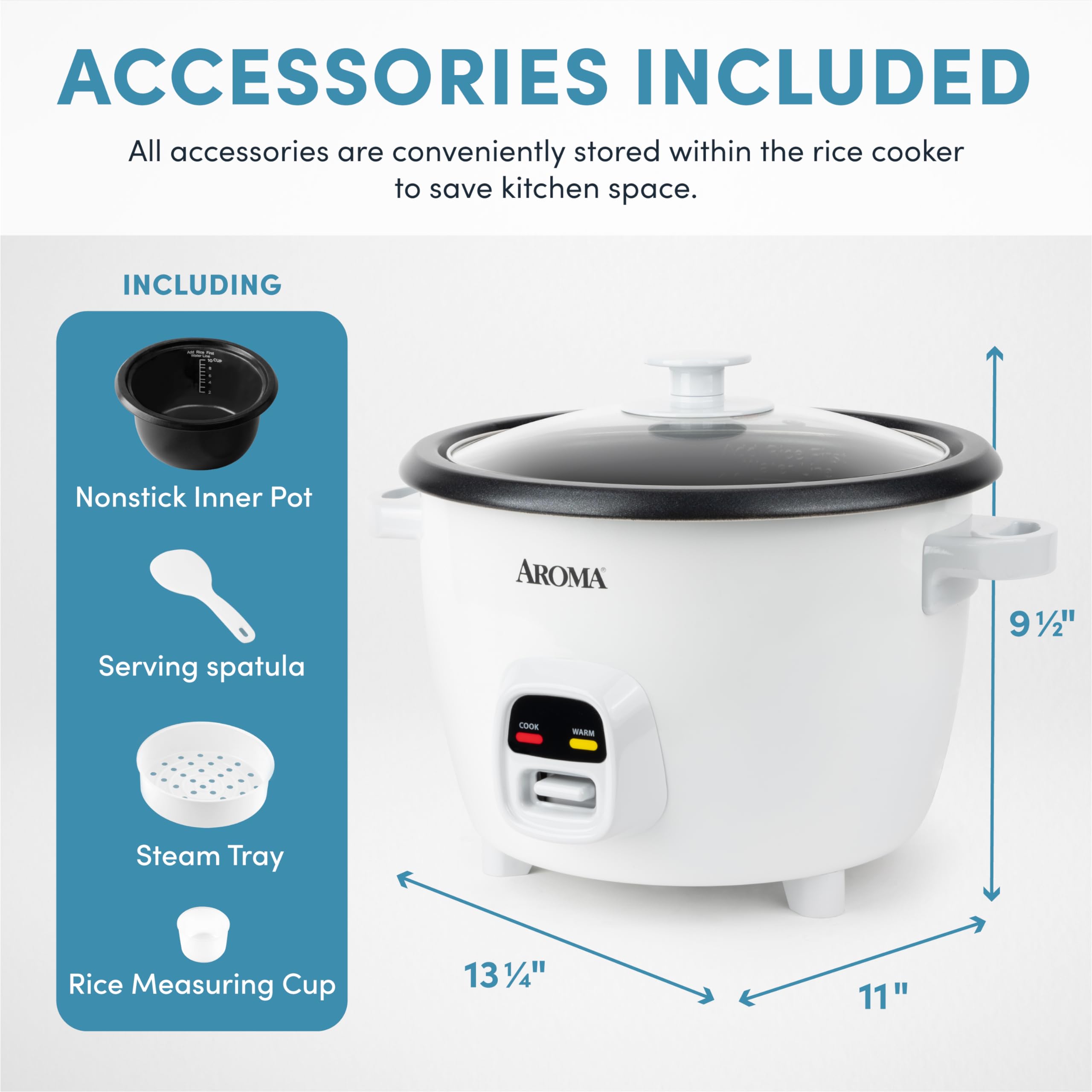 Aroma 20-Cup (Cooked) One-Touch Rice Cooker And Food Steamer With Auto-Warm | 10 Cups Uncooked, 20 Cups Cooked (Arc-390Ngp)