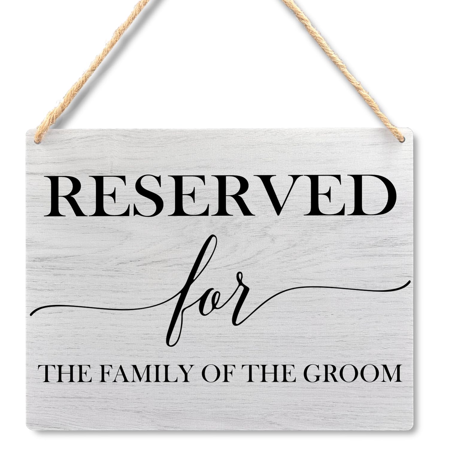 Ryeolo Reserved Row Signs for Wedding - Wooden Hanging Signs, 10.2x7.8 Inch (The Family of the Groom)