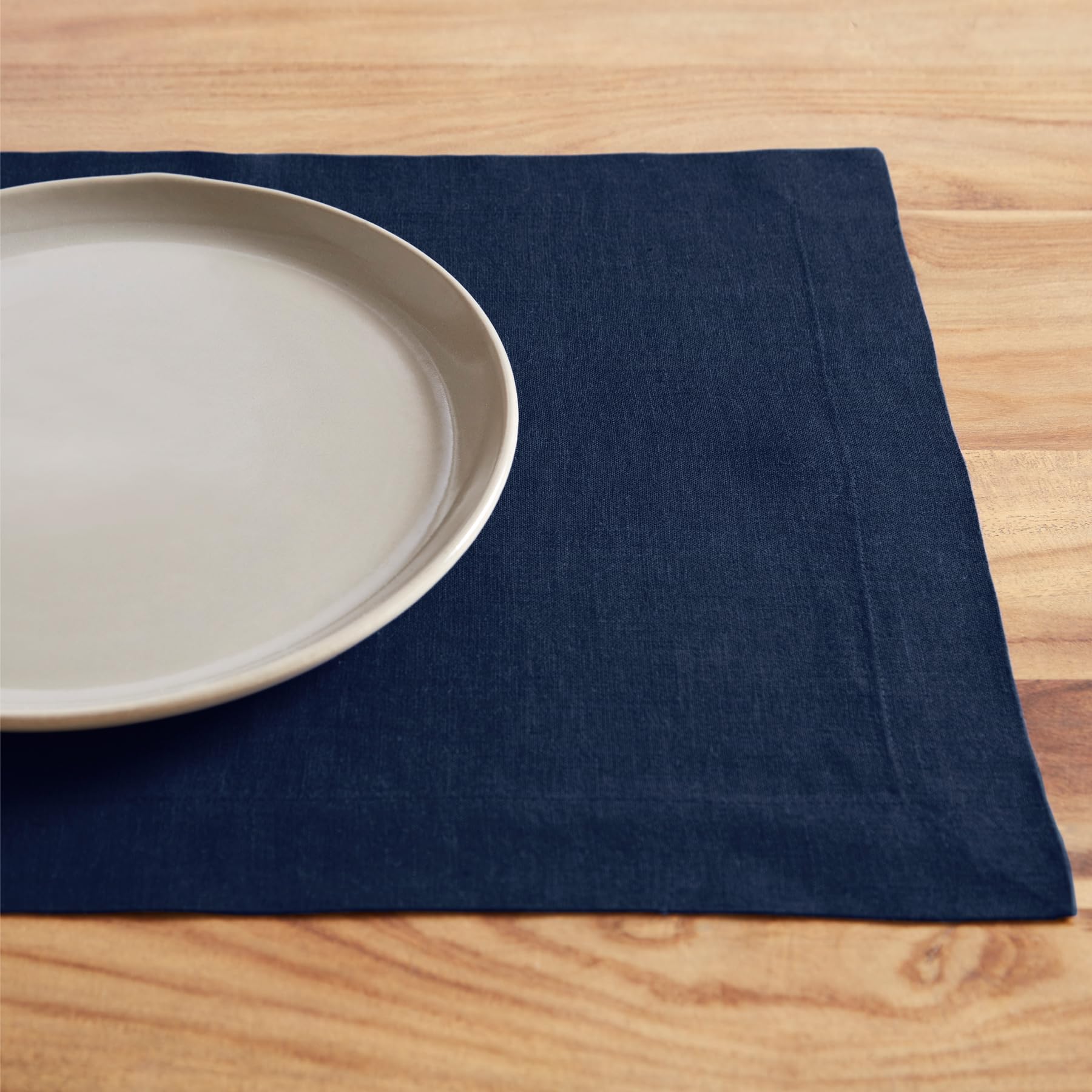 Solino Home Linen Placemats 19'' L X 14'' W Inch - 100% Pure Linen Indigo Navy Cloth Placemats Set Of 4 - Sonoma, Washable Fabri