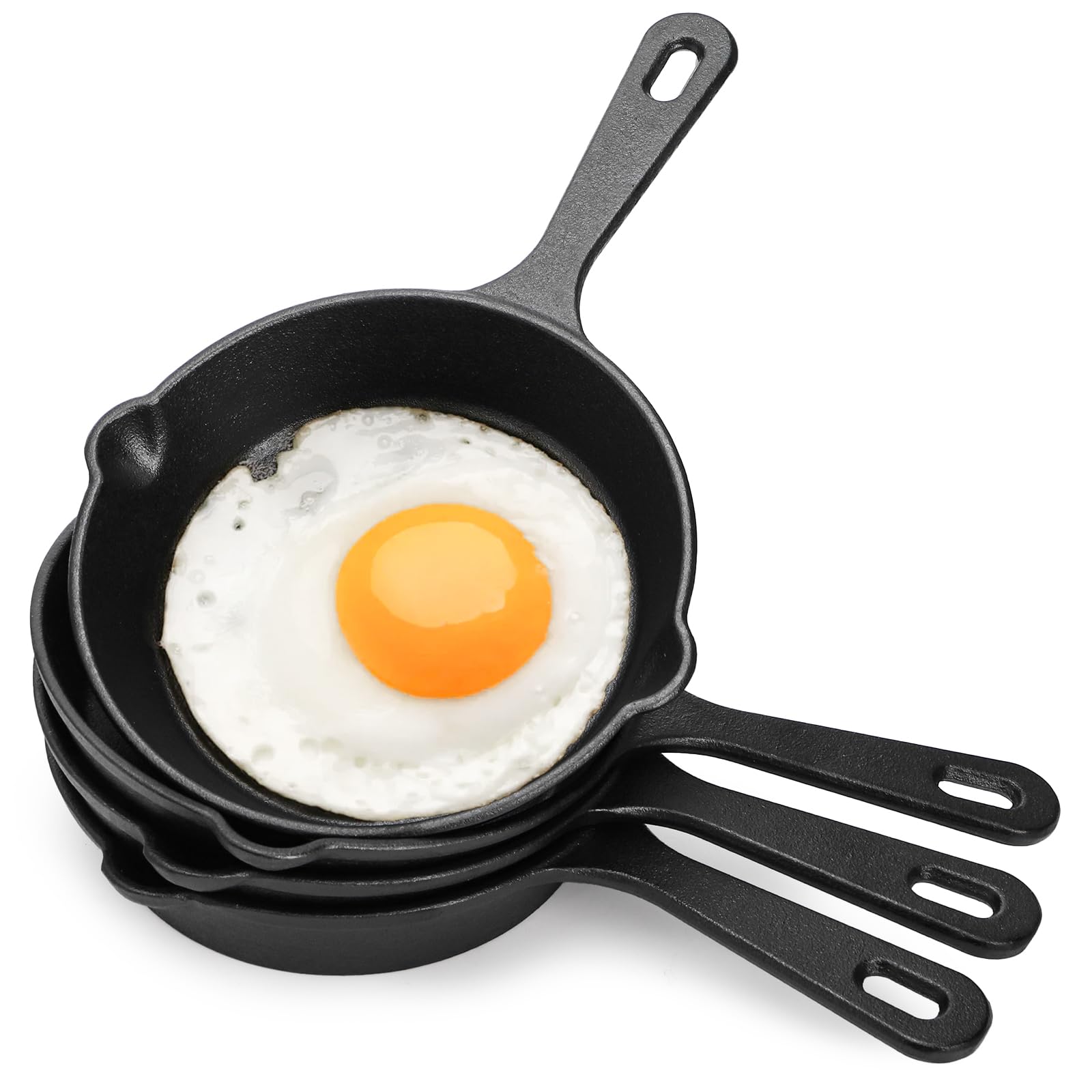 Hiceeden 4 Pack Small Cast Iron Skillet, 51/2 Inch Frying Pans with Double DripSpouts for Stove, Oven, Grill Safe, Indoor and 