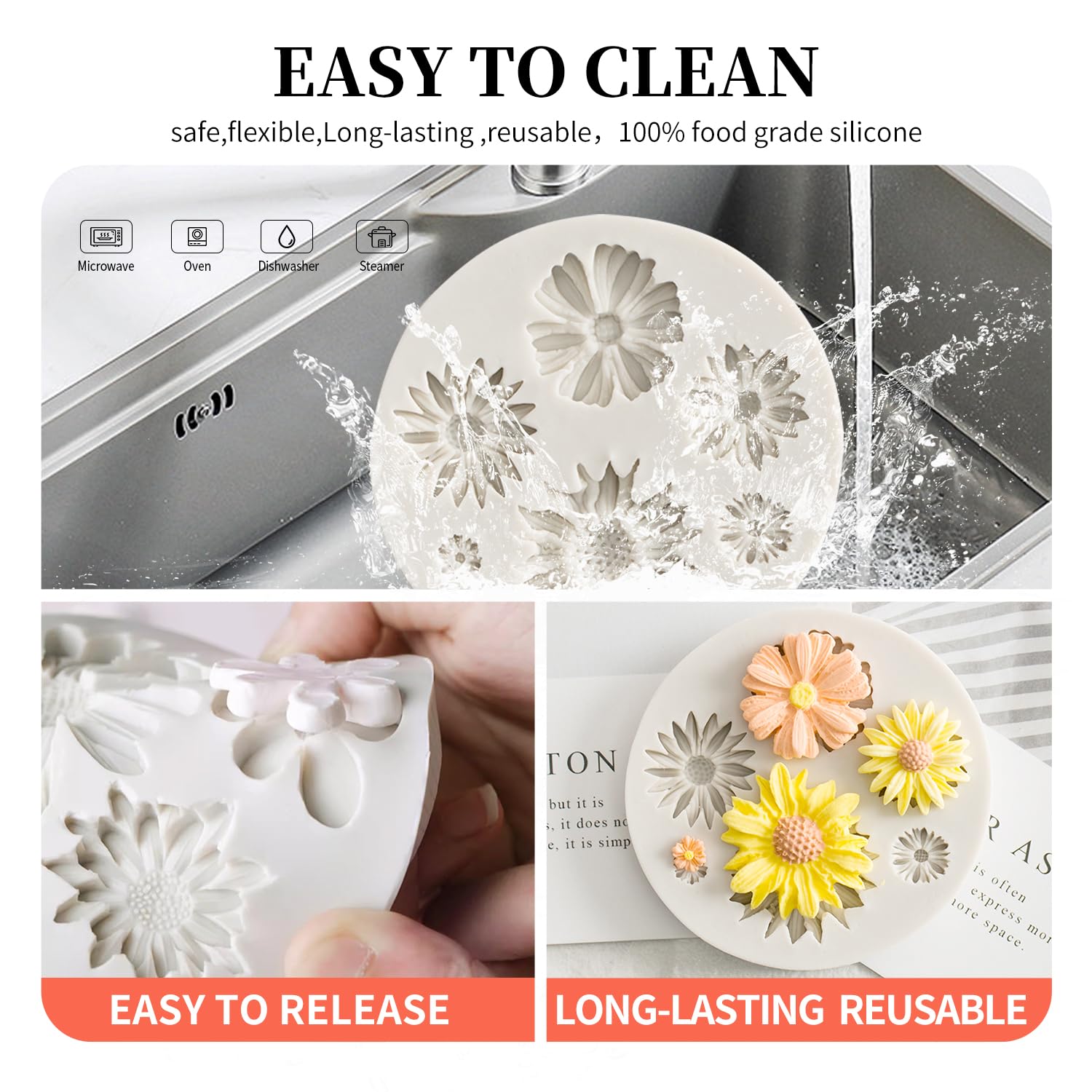 Sunflower Silicone Cookie Buiscuit Baking Molds Decorating Craft Mold