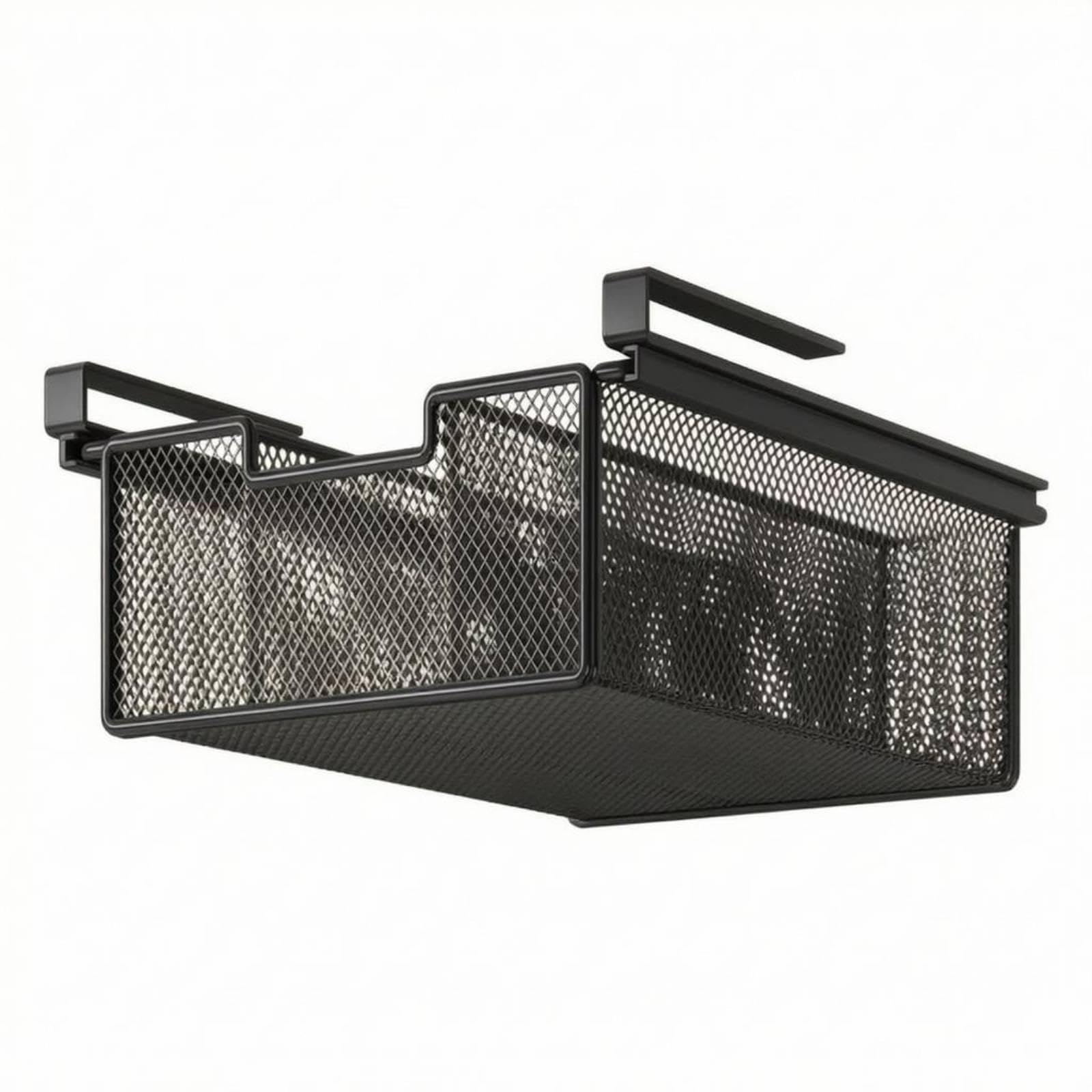 Trendivibe Under Shelf Hanging Storage Bin PullOut DrawerStyle Storage Basket Closet Organizer Undershelf Wire Basket Black L