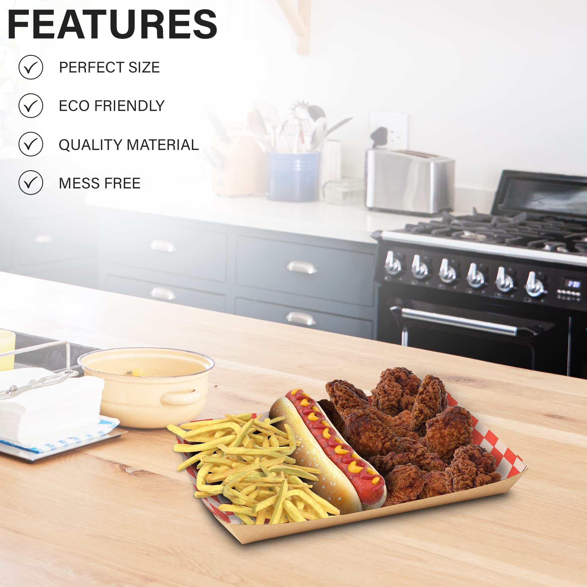 Mt Products Cafeteria Food Trays For Snacks - 10'' Red & White Paper Lunch Tray (Pack Of 20)
