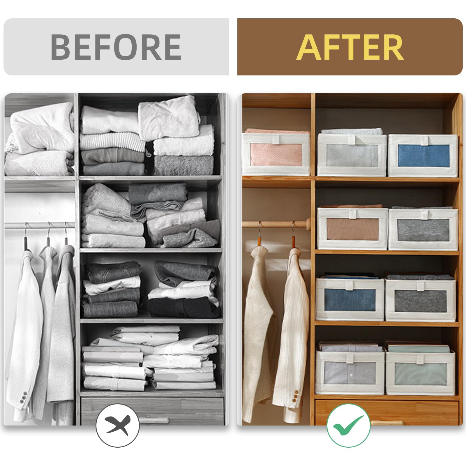 Linen Closet Organizers And Storage, 4 Pack Closet Storage Bins Linen Closet Baskets For Closet Organization Foldable Closet Org