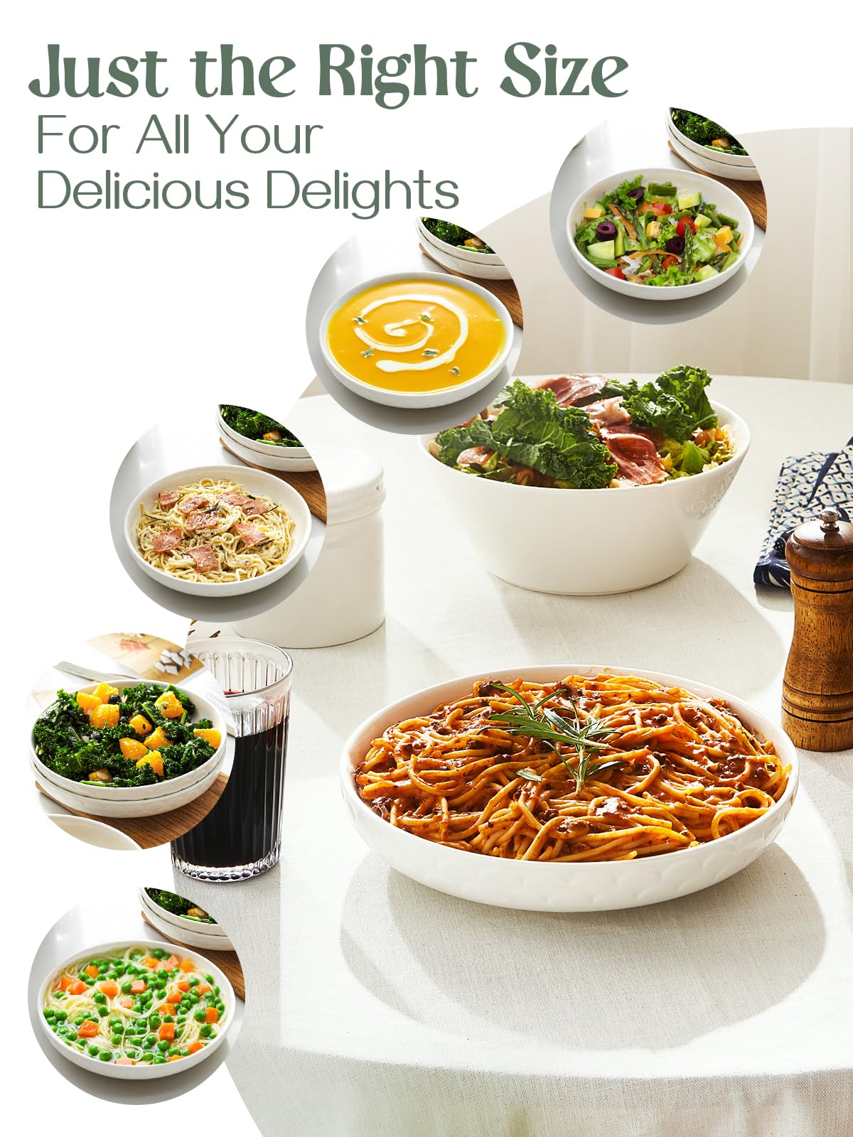 Dowan Pasta Bowls, 54 Oz Large Salad Serving Bowls, 10 ' ' Plates Bowls Set Of 4, White Ceramic Soup Bowls For Kitchen Meal Prep