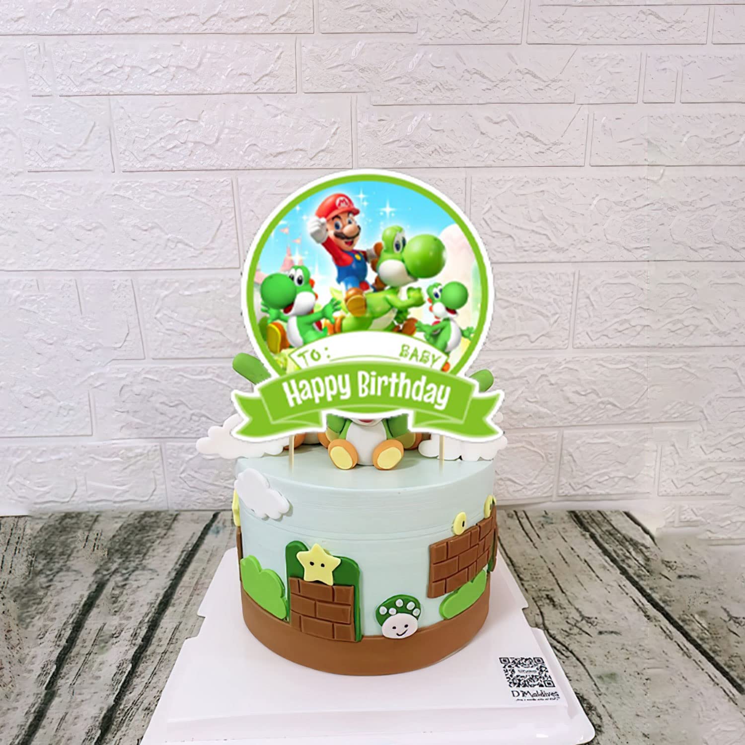 Yoshi Party Decorations,Birthday Party Supplies For Mario Yoshi Party Supplies Includes Banner - Cake Topper - 12 Cupcake Topper