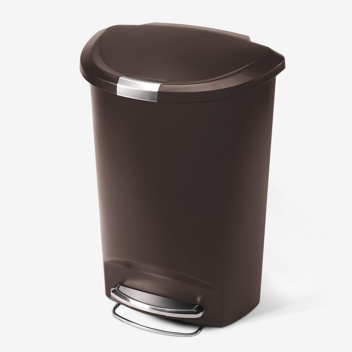 Simplehuman 50 Liter / 13 Gallon Semi-Round Kitchen Step Trash Can With Secure Slide Lock, Mocha Plastic