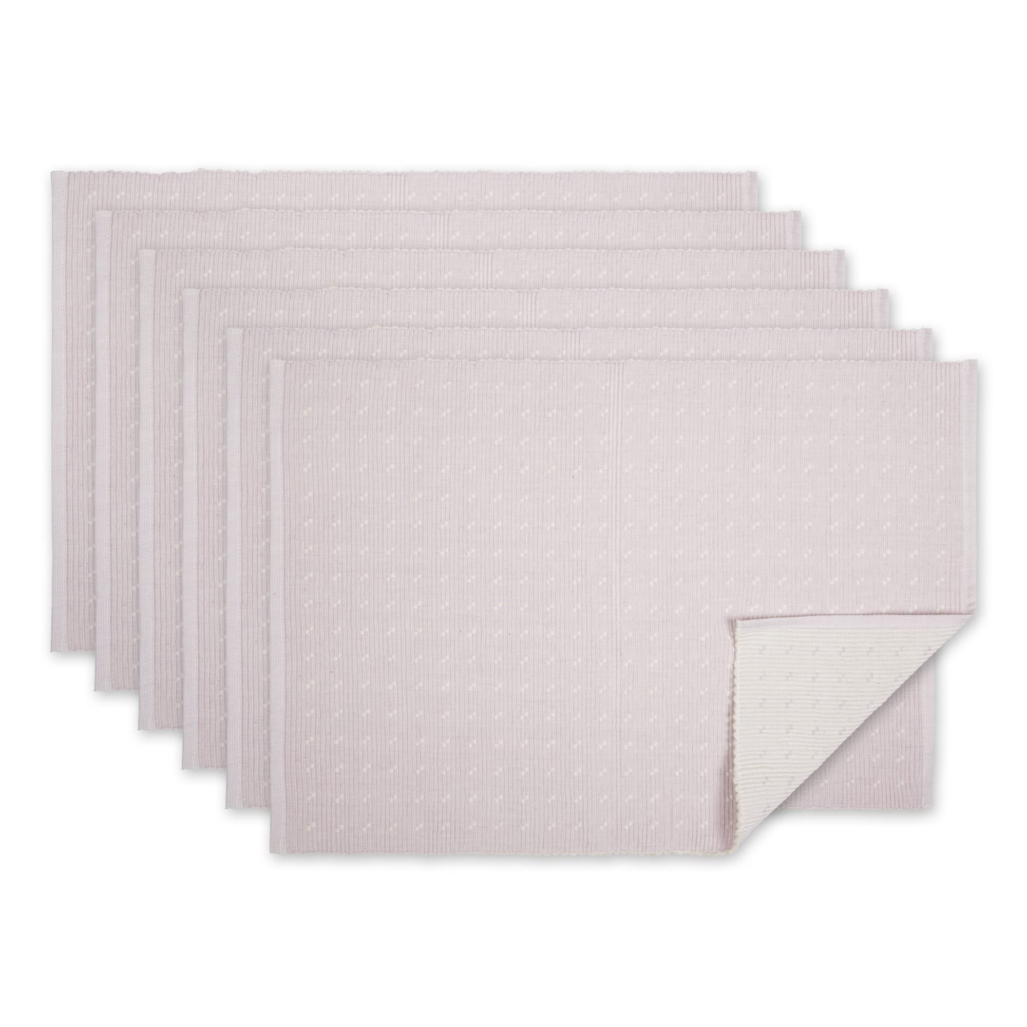 LAVENDER FOG DOBBY DOTS RIB PLACEMAT SET/6