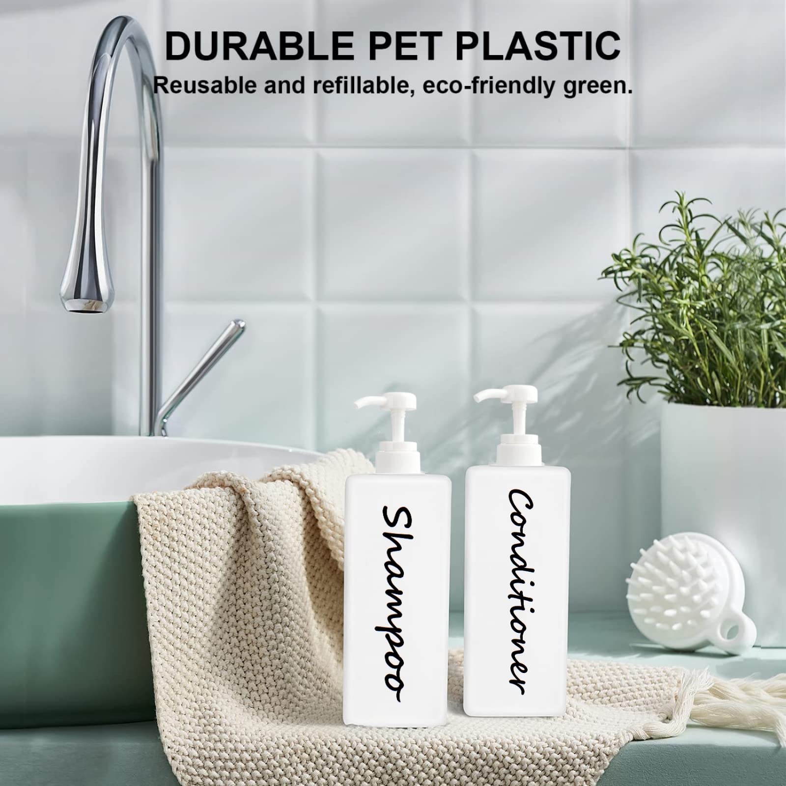 21Oz Shampoo And Conditioner Dispenser (Set Of 3) Modern Refillable Shampoo Pump Bottles For Shower Soap - Empty Shampoo Conditi