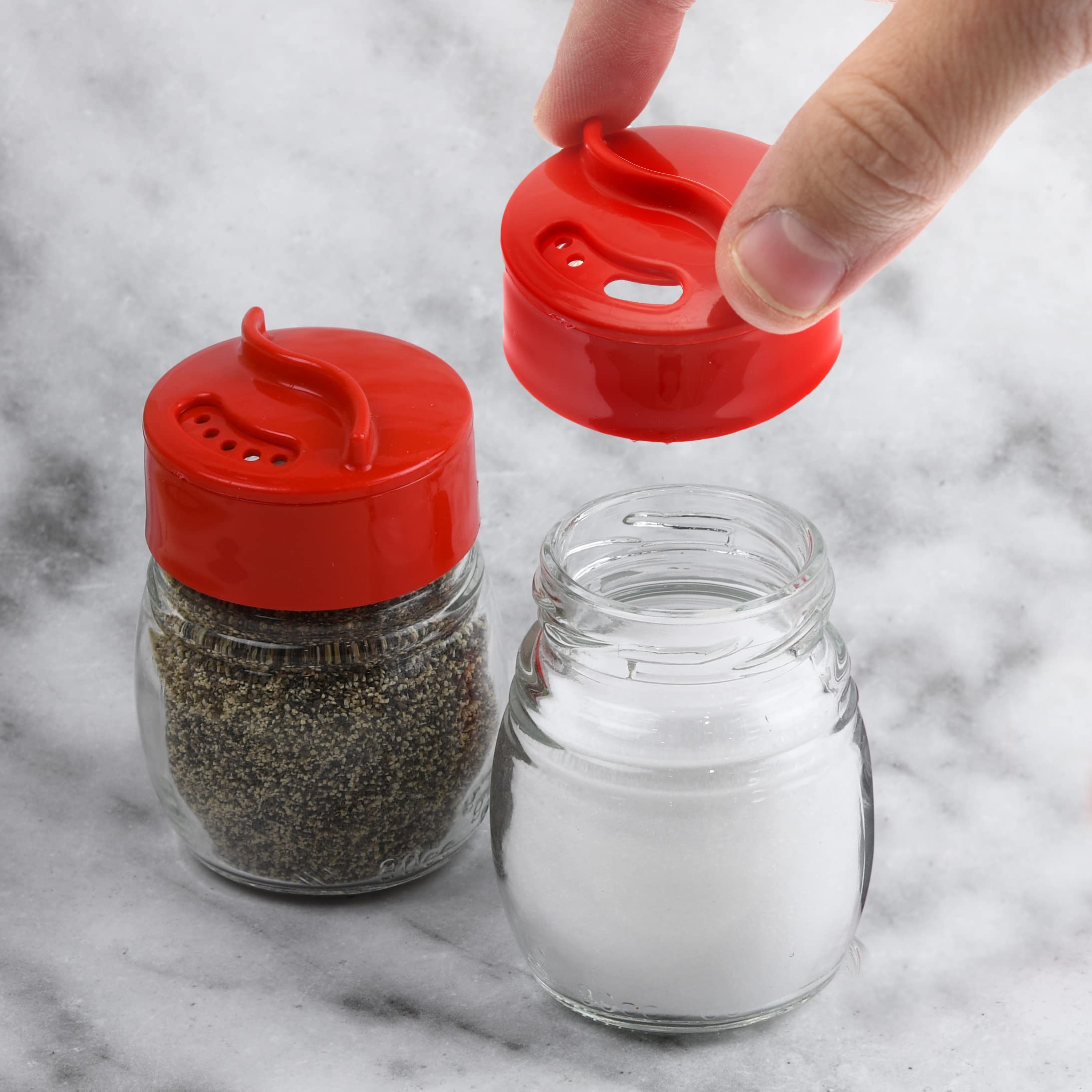 Glass Salt And Pepper Shaker Set, Spice Storage For Table Serving And Cooking With Dual Perforated Shaking Top - 3 Oz Spice Seas