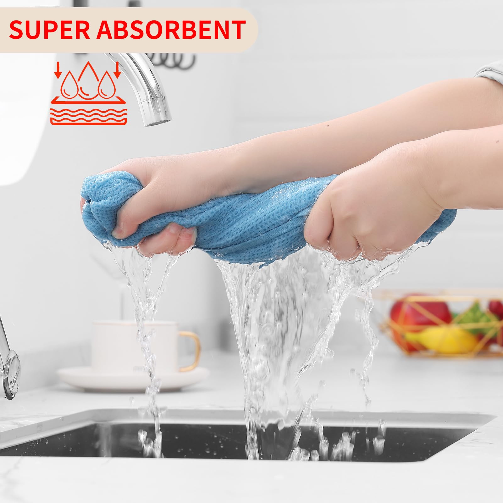 Homaxy 100% Cotton Waffle Weave Kitchen Dish Towels, Ultra Soft Absorbent Quick Drying Cleaning Towel, 13 x 28 Inches, 4-Pack, S