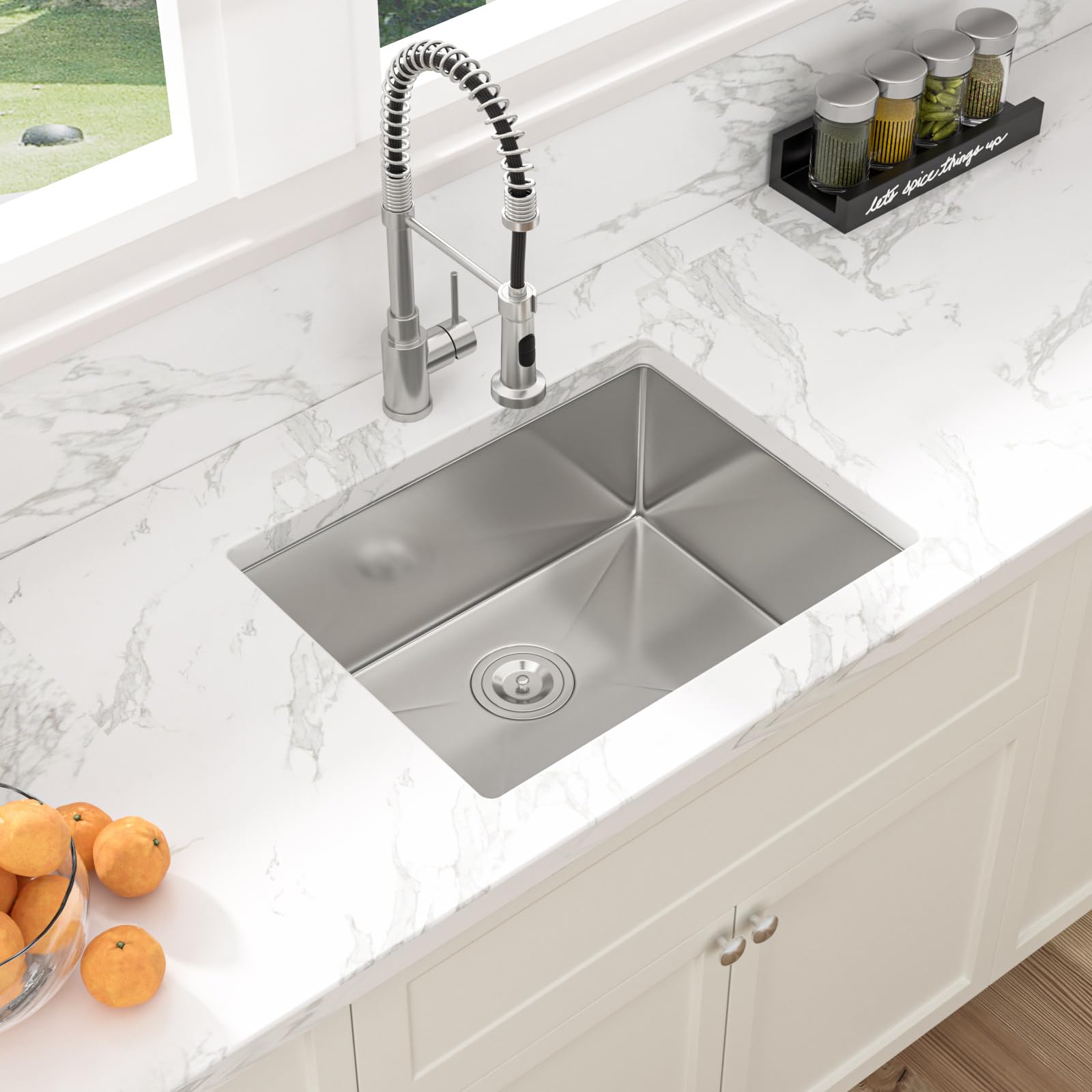 Sarlai 23 Bar Sink Stainless Steel - 23'' X 18'' Undermount Kitchen Sink Single Bowl 16 Gauge Stainless Steel Rv Camper Wet Bar