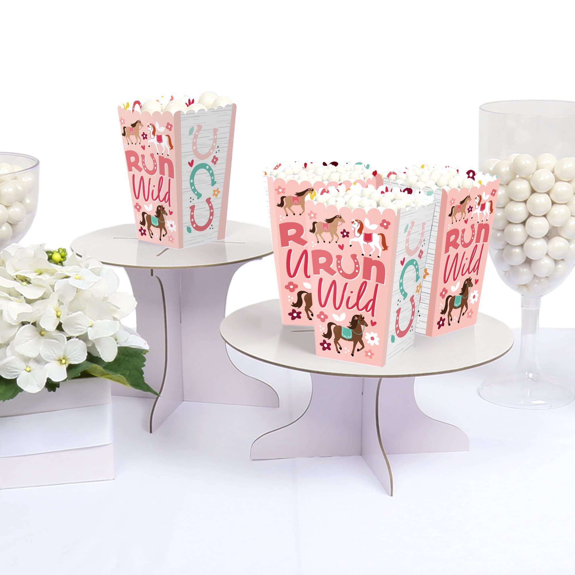 Big Dot Of Happiness Run Wild Horses - Pony Birthday Party Favor Popcorn Treat Boxes - Set Of 12