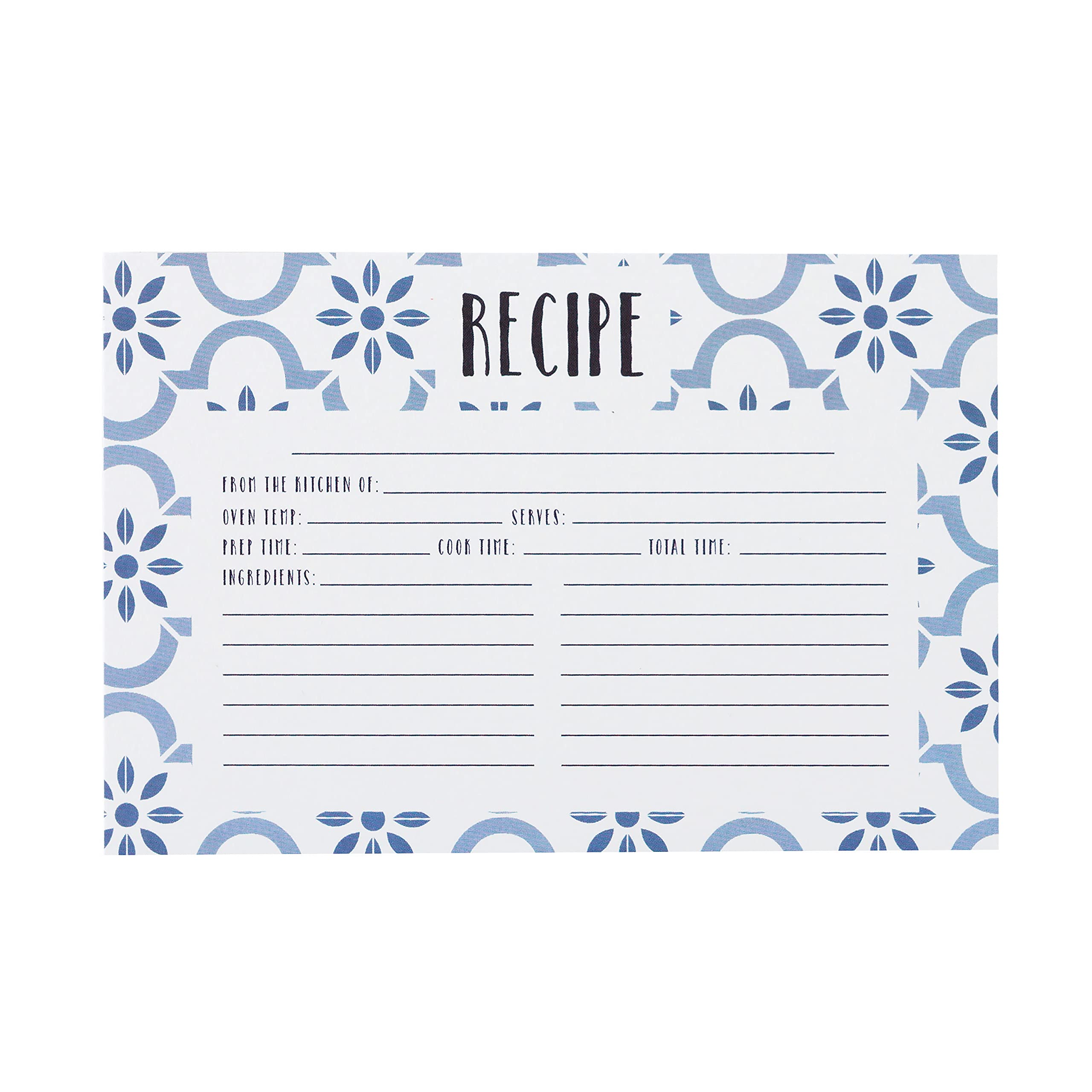 C.R Gibson Q12-24018 Double Sided Recipe Cards  40pcs  4'' W x 6'' L  True Blue