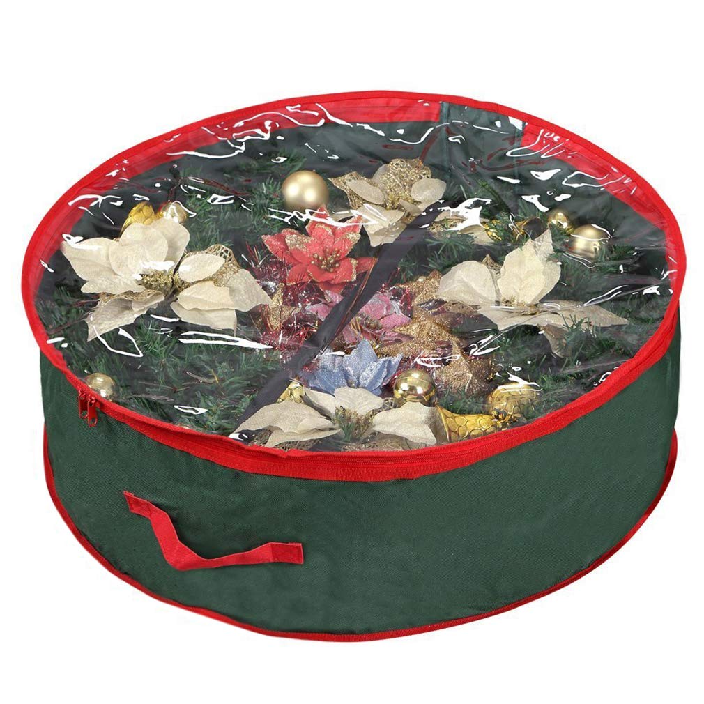 Primode Christmas Wreath Storage Bag 36'' | Garland Wreaths Container With Clear Window For Easy Holiday Storage | Durable 600D