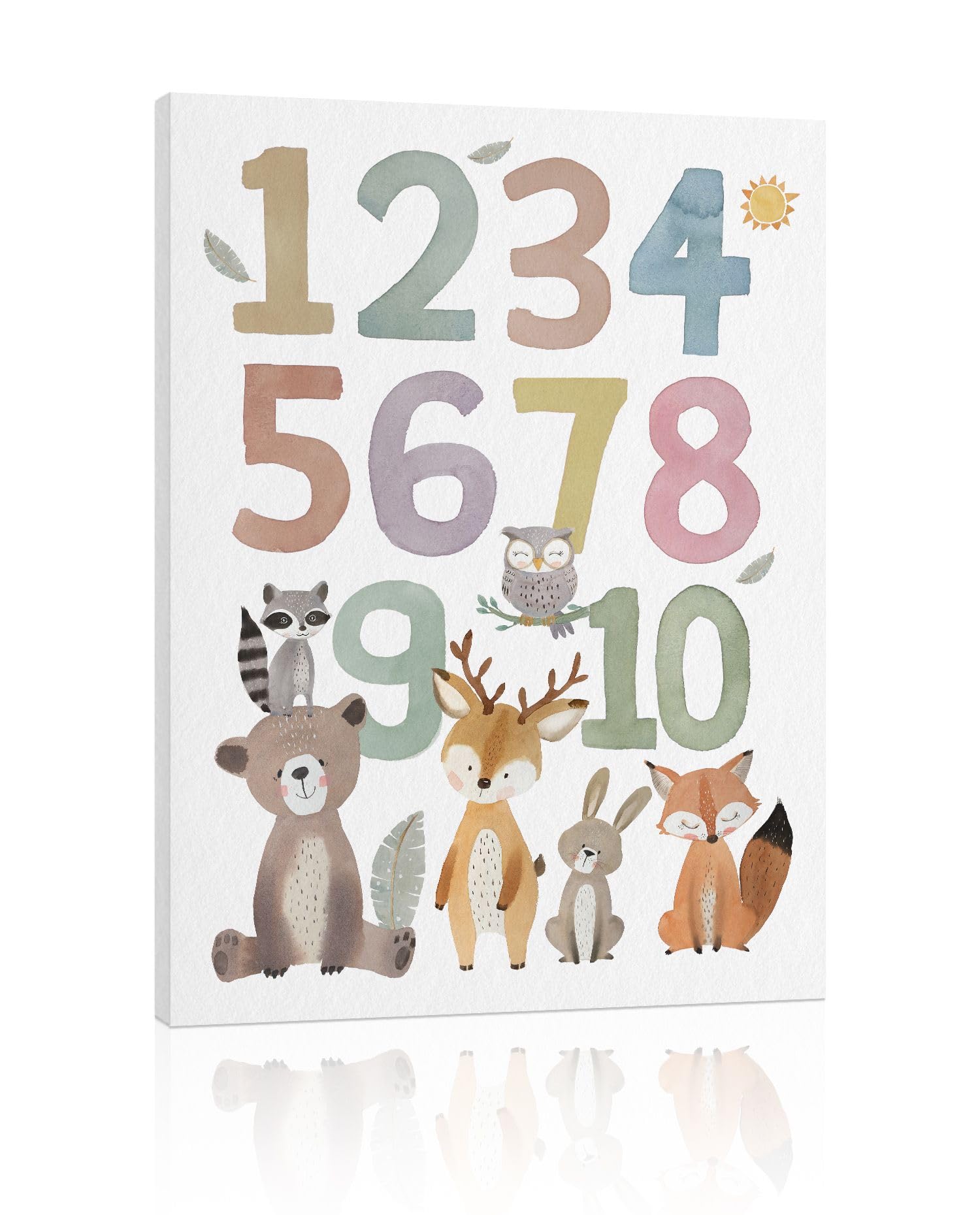 Numbers Wall Art Nursery Decor: Safari Animal Print Picture For Toddler, Numbers Wall Decor For Kids Playroom, Cute Framed Poste
