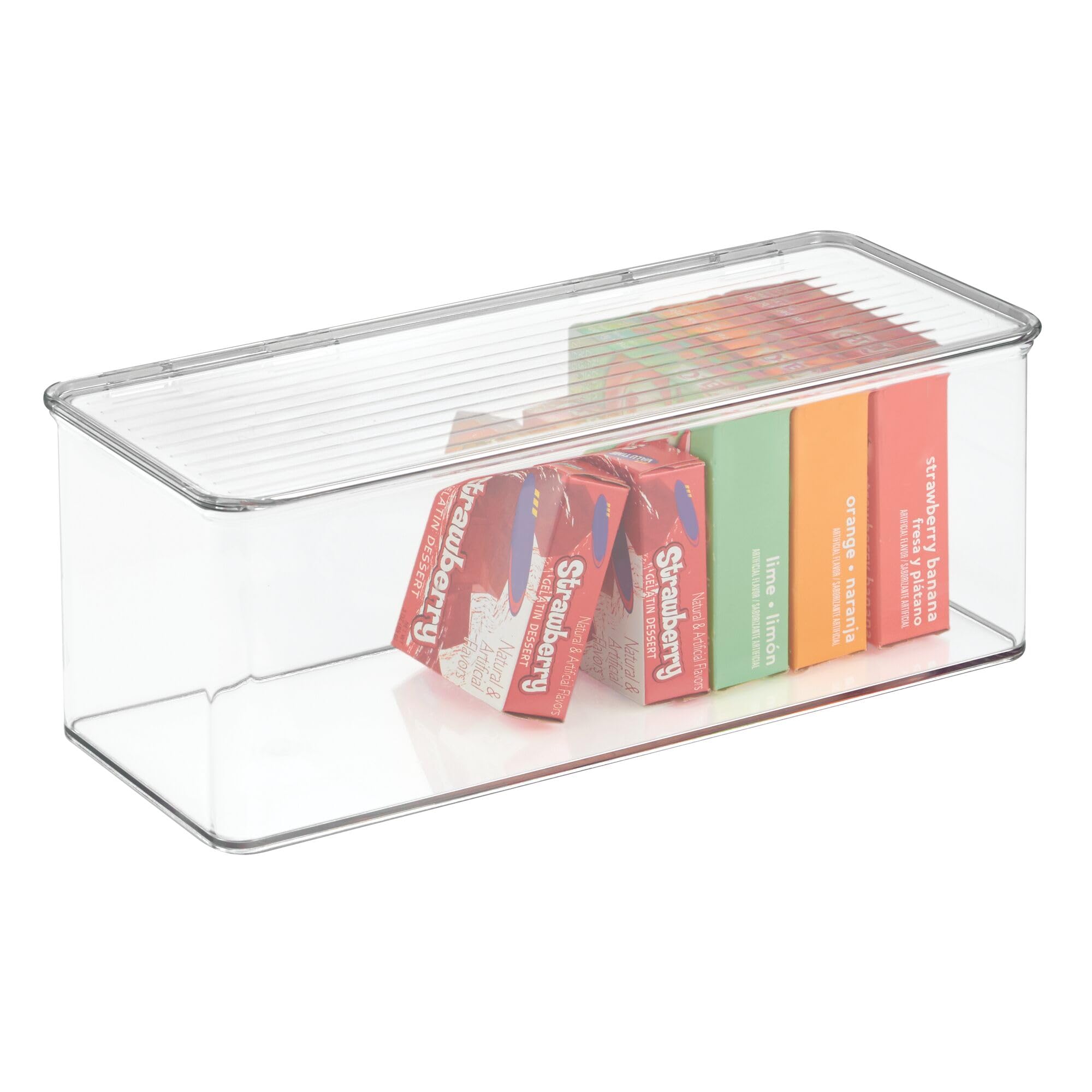 iDesign Recycled Plastic Stackable Pantry Storage Bin with Lid - Clear