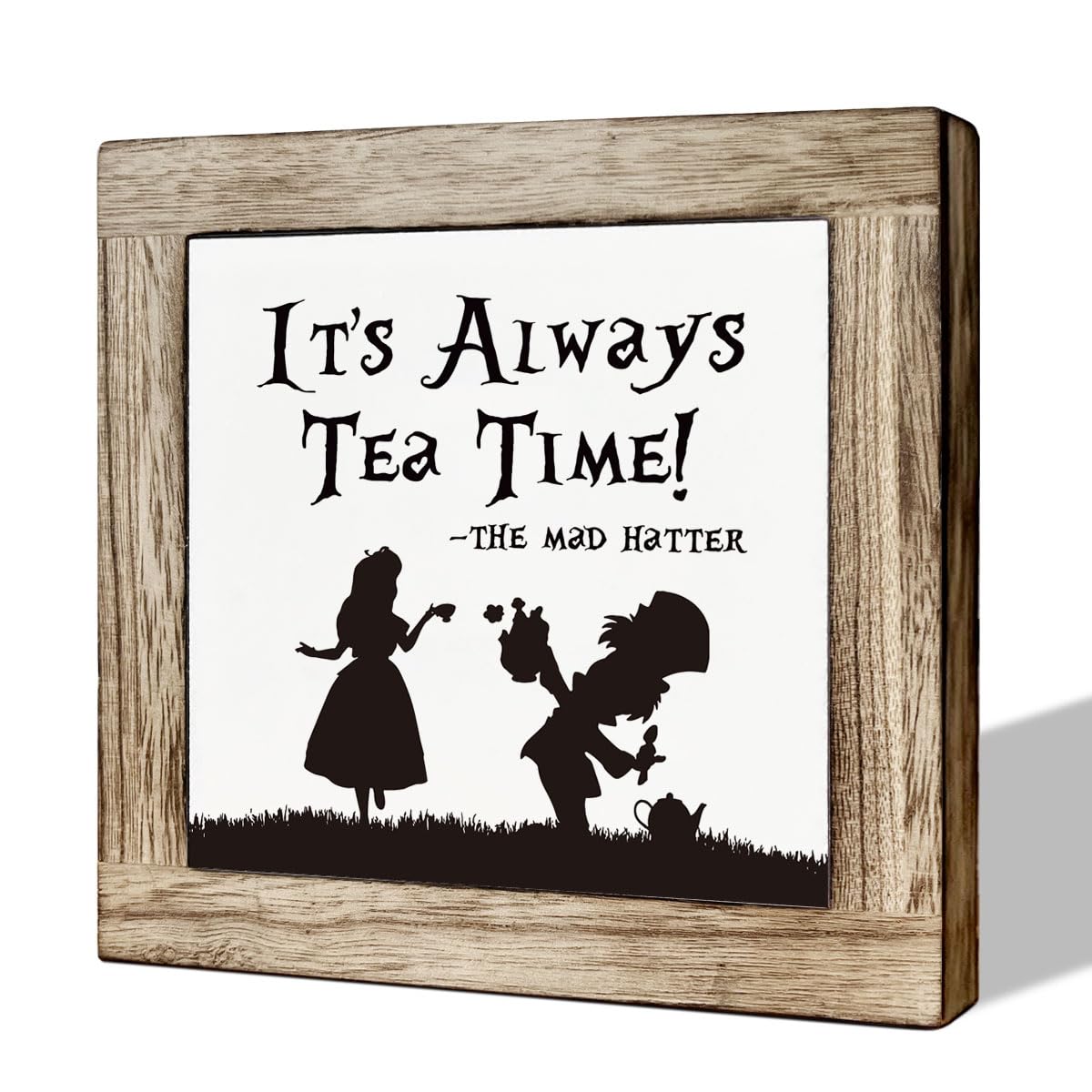 Wooden Box Signs for Home Decor, Farmhouse Wood Sign, Decorative Wooden Table Decors, Tea Lover Friend Gift, It  s Always Tea Ti