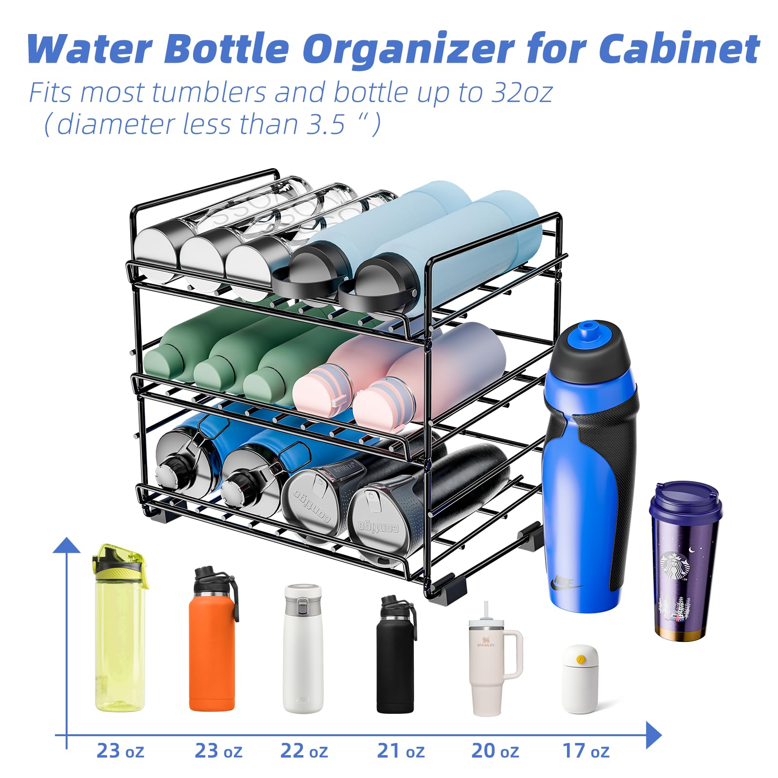 Sufauy 3 Tier Can Rack Organizer For Pantry, All Metal Small Soup Can Storage Holds Up To 36 Food Cans For Kitchen Cabinet, Blac
