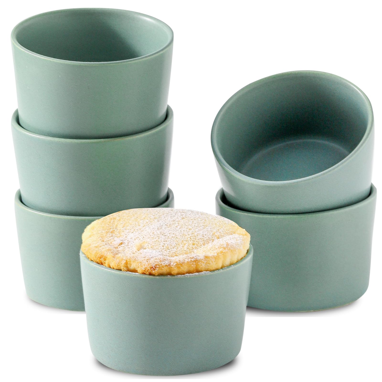 Tikooere Ramekins 6 oz, Oven Safe Souffl   Dishes for Creme Brulee, Souffle, Pot Pie, Stoneware Baking Dishes for Kitchen, Farmh