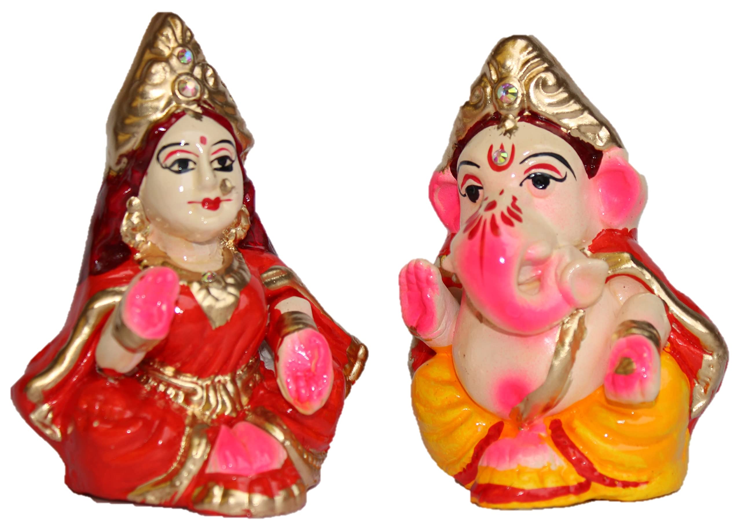 Berrycrave Small Laxmi Ganesh Murti For Diwali Puja Lakshmi Ganapati Murti For Home Office Diwali Puja Religious God | Handmade