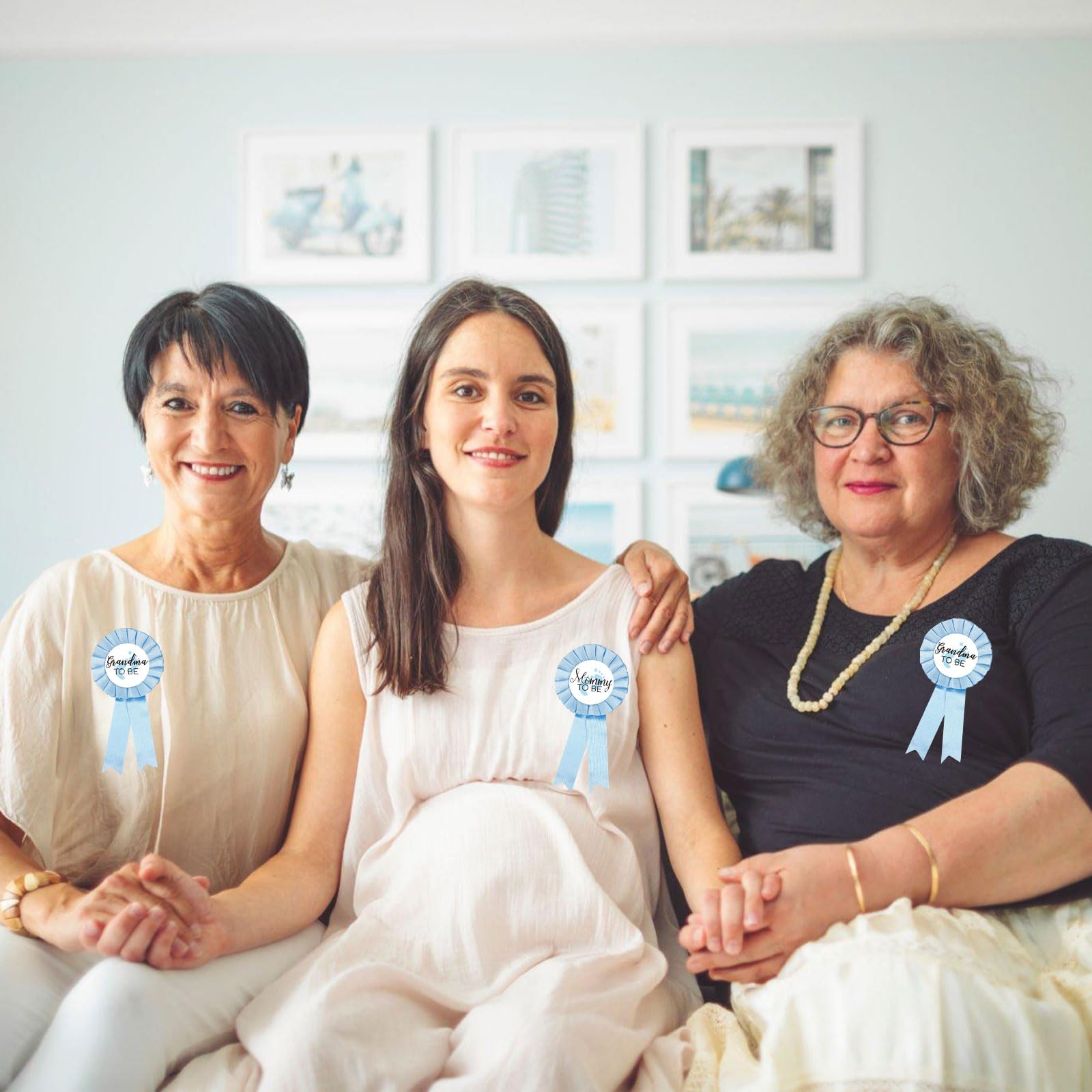 Mommy To Be Tinplate Badge Pin, 2 Grandma To Be Badge Light Blue For Boy - Baby Shower Button New Mom Gifts Gender Reveals Party