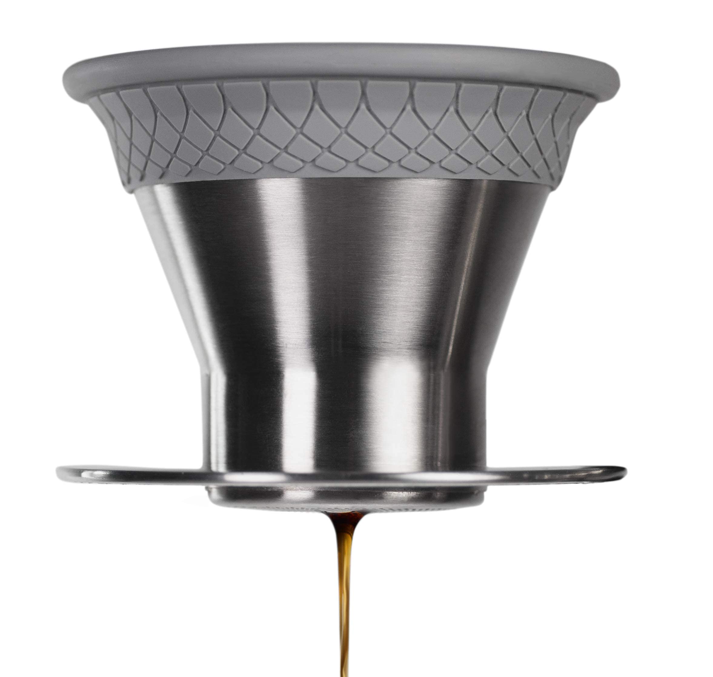 ESPRO - BLOOM Pour Over Coffee Brewer Set - Durable Thermal Brushed Stainless Steel Sleeve, Dual Filter Mode with Patented Micro