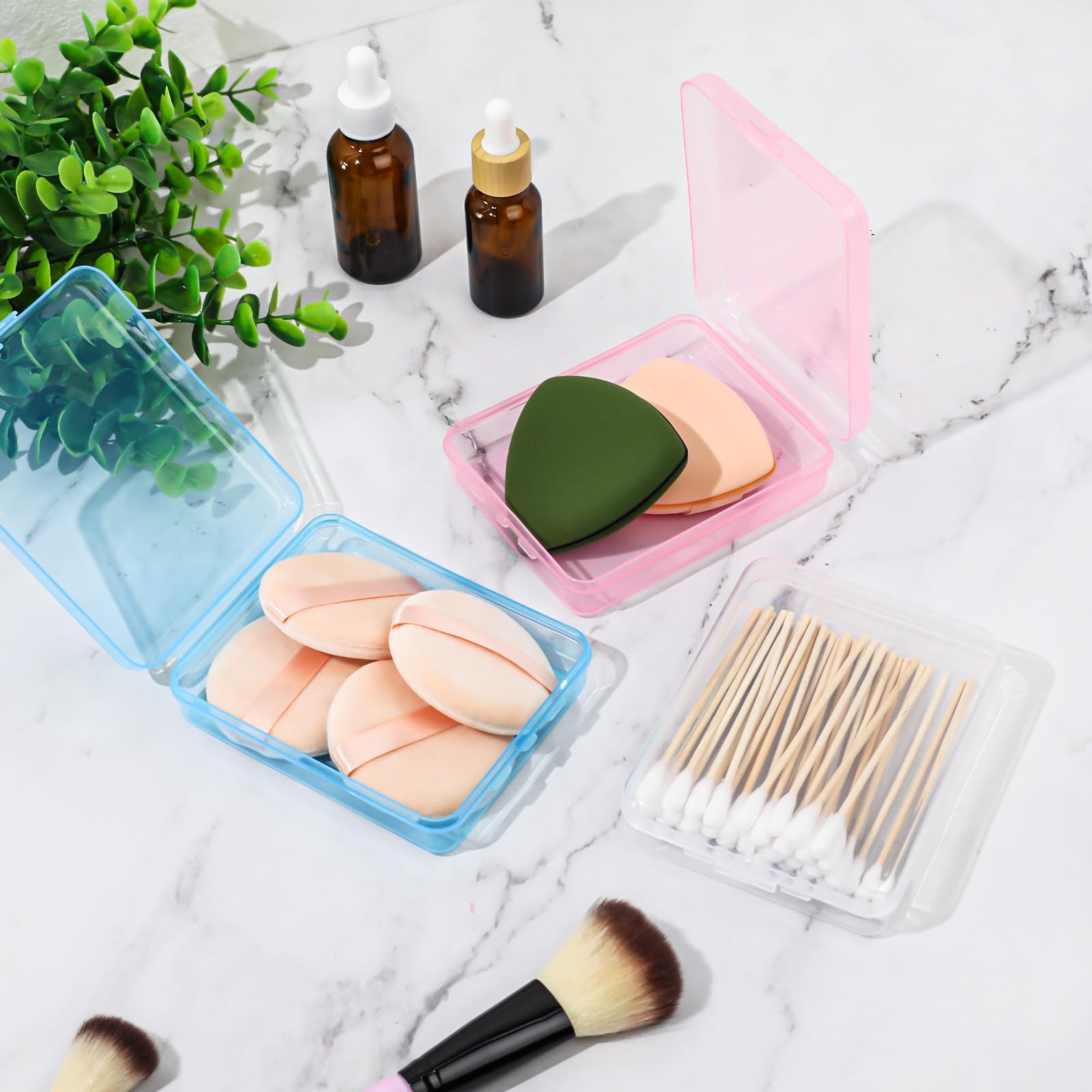 3 Pieces Portable Travel Cotton Pad Holder,Bathroom Vanity Countertop Storage Organizer,Cotton Ball Holder Dispenser,Cosmetic Sp