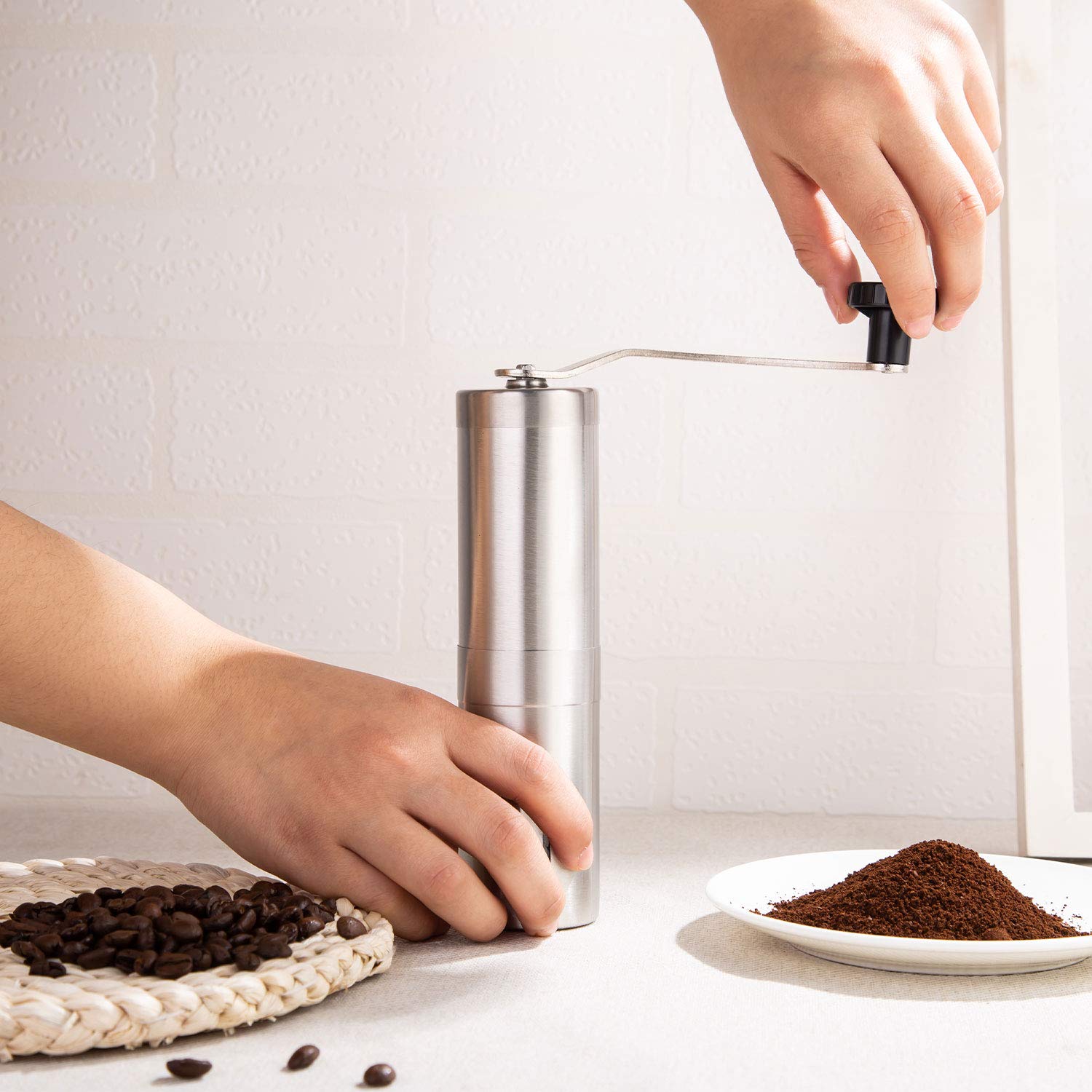 PARACITY Manual Coffee Bean Grinder Stainless Steel Hand Coffee Mill Ceramic Burr for Aeropress  Drip Coffee  Espresso  French Press  Turkish Brew