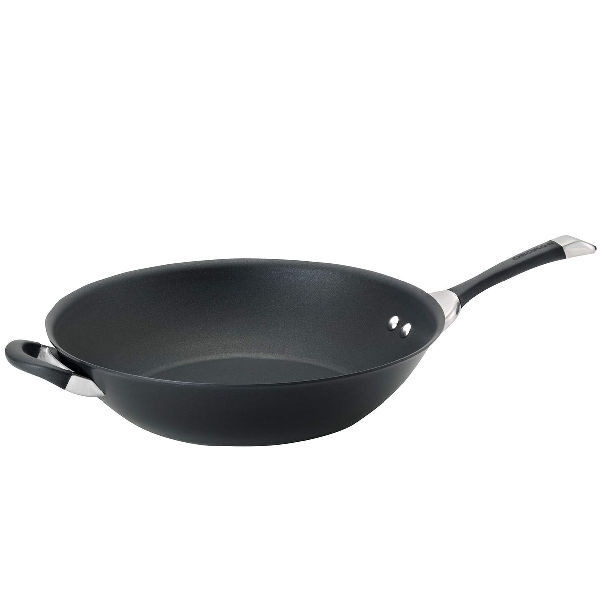 Circulon Symmetry Hard Anodized Nonstick Stir Fry / Wok Pan With Helper Handle - 14 Inch, Black