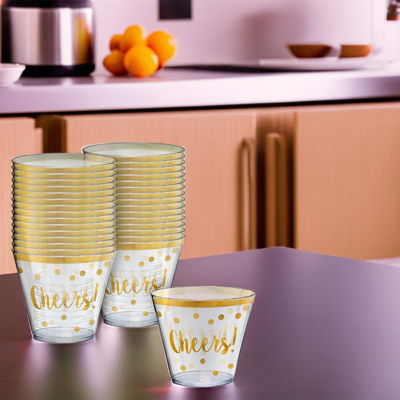Golden Key West Plastic Tumblers - 9 Oz. (Pack Of 30) - Perfect For Outdoor Events, And Poolside Celebrations