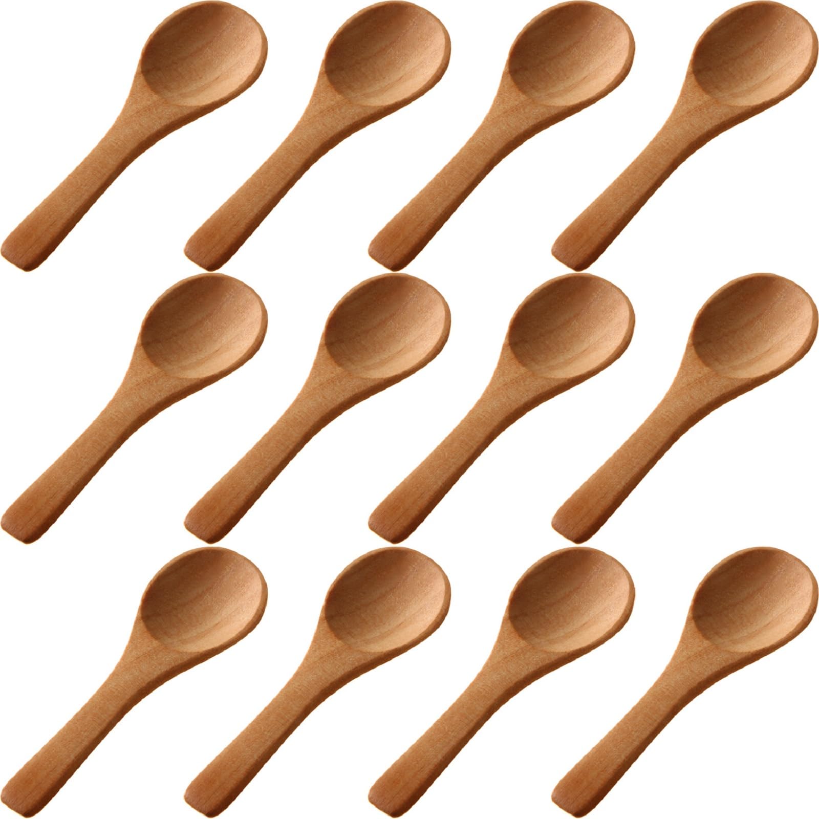 Boao 50 Pcs Small Wooden Spoons, 3.5   L, Mini Wood Spoons Bulk Nature Tiny Spoons Little Wooden Teaspoons for Jars Sugar Crea