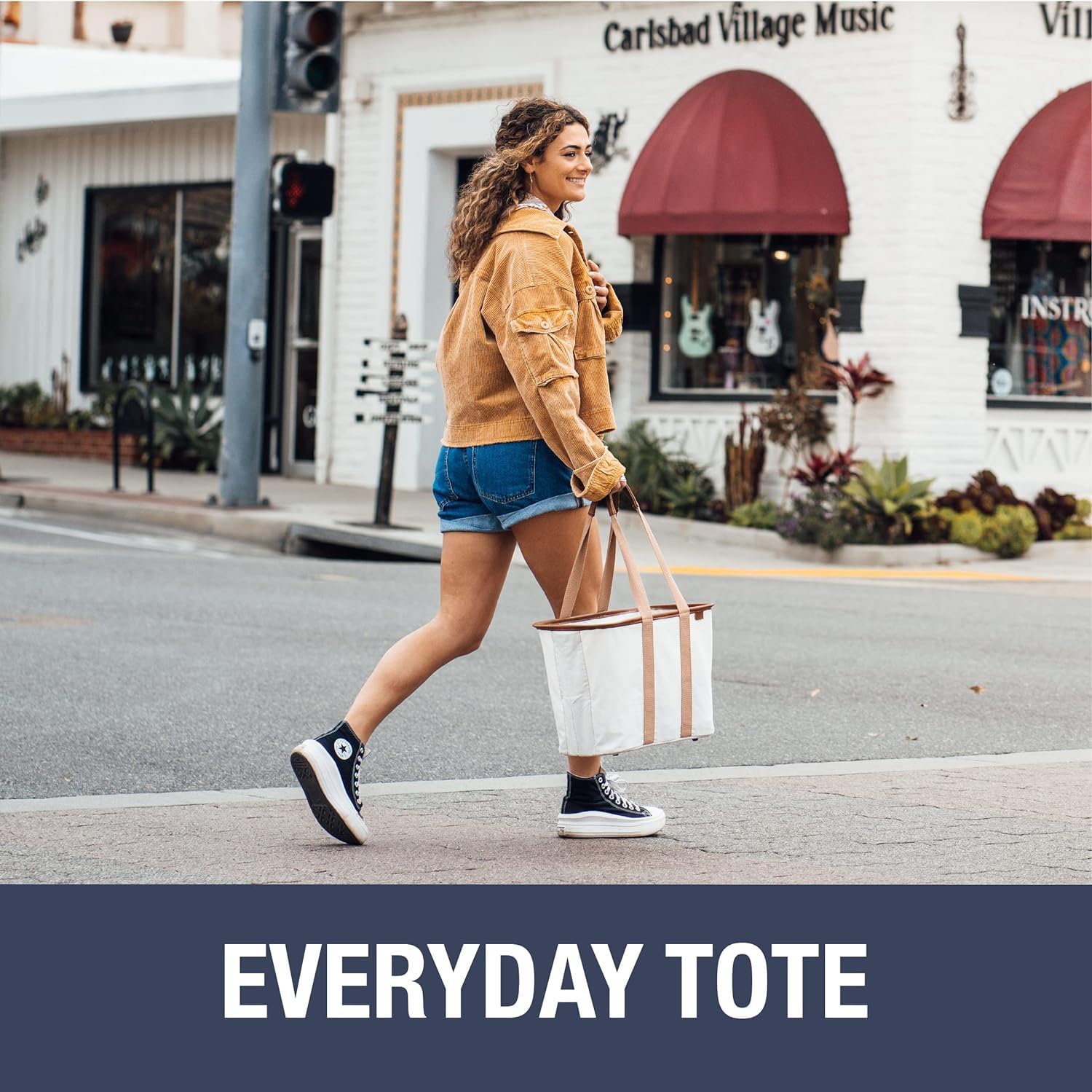 Clevermade Collapsible Luxe Tote, Peony - 30L (8 Gal) Structured Tote Bag With Handles And Reinforced Bottom - Utility, Reusable