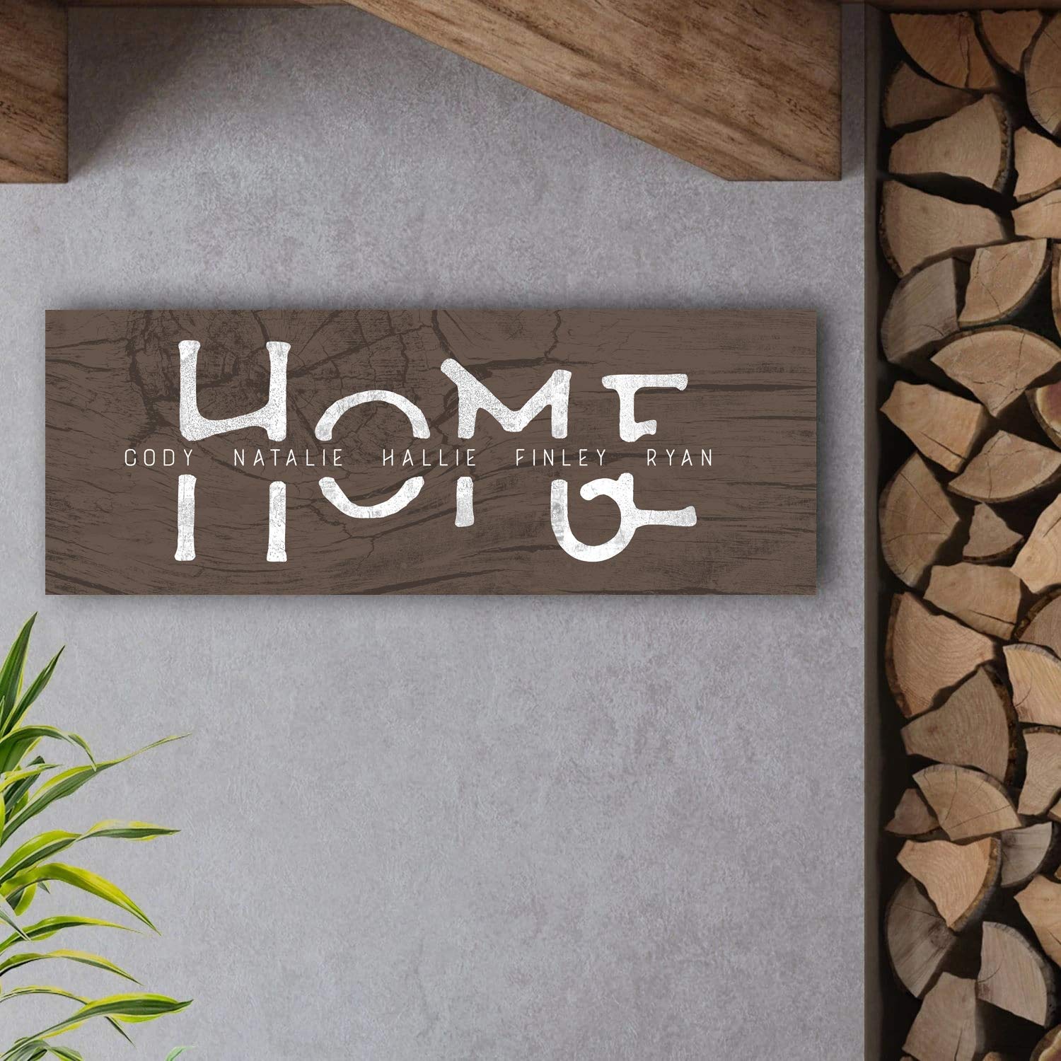 Personalized Home Canvas Art - Rustic | Customized With All The Kids, Parents, And Pets Names |Unique And Customized Gift For Ch