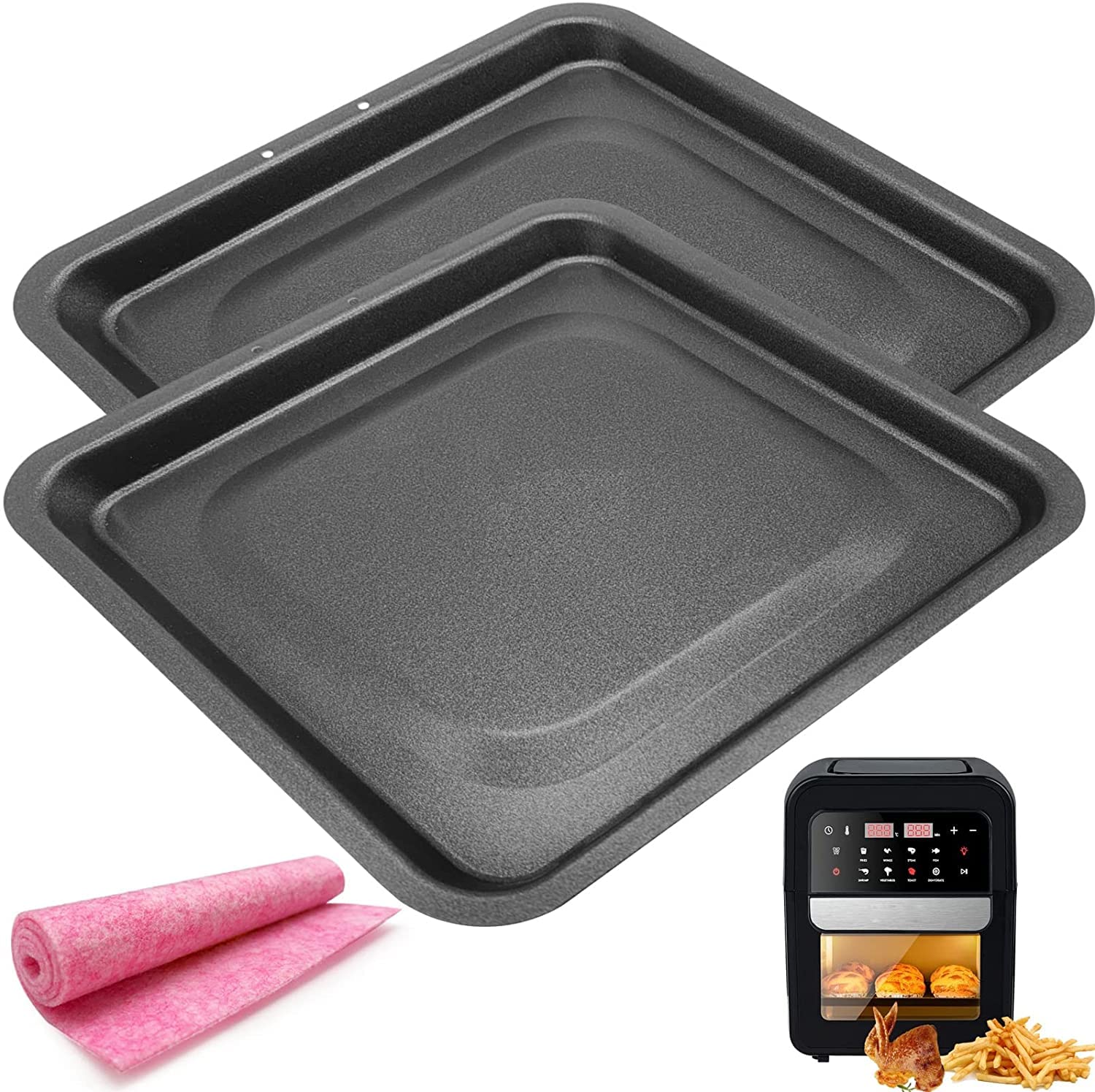 Air Fryer Drip Pan For Instants Vortex Plus Cosori 10Qt Air Fryer Oven, 2Pcs Premium Rectangular Nonstick Oil Drip Tray For Inst