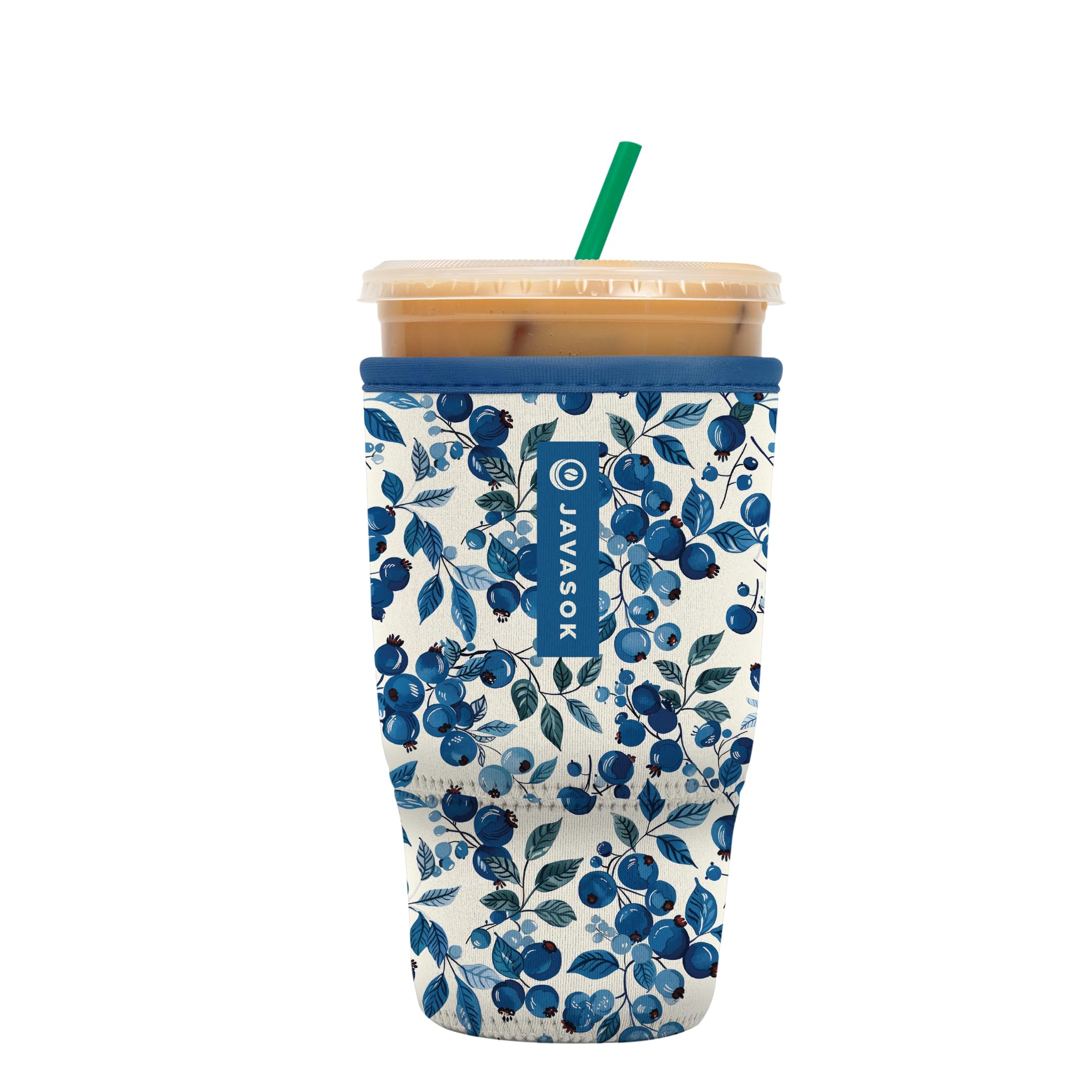 Sok It JavaSok Iced Coffee & Cold Soda Insulated Neoprene Cup Sleeve (Blueberry Hill, Large: 30-32oz)