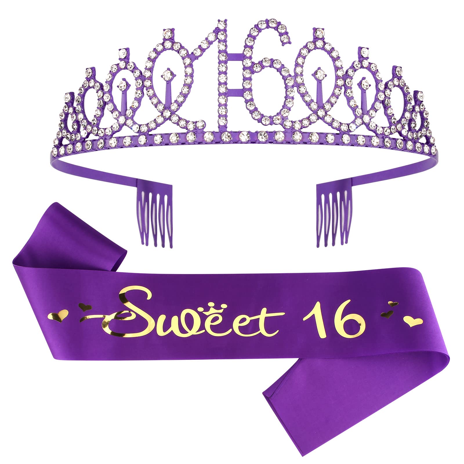 16th Birthday Party Essentials for Girls - Purple Decorations, Crown and Sash, Cake Topper for a Delightful Celebration